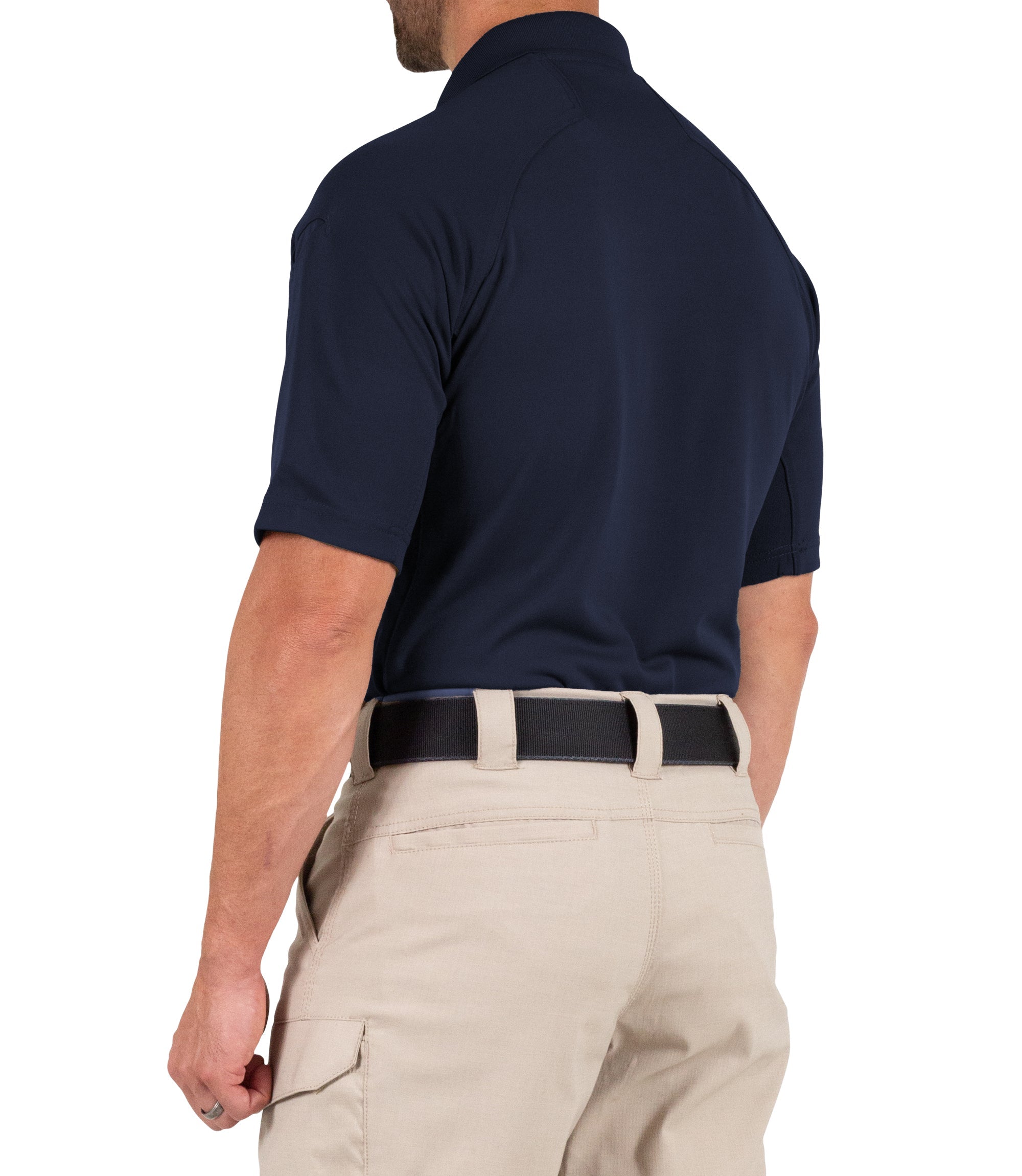 Side of Men's Performance Short Sleeve Polo in Midnight Navy |color_midnight navy