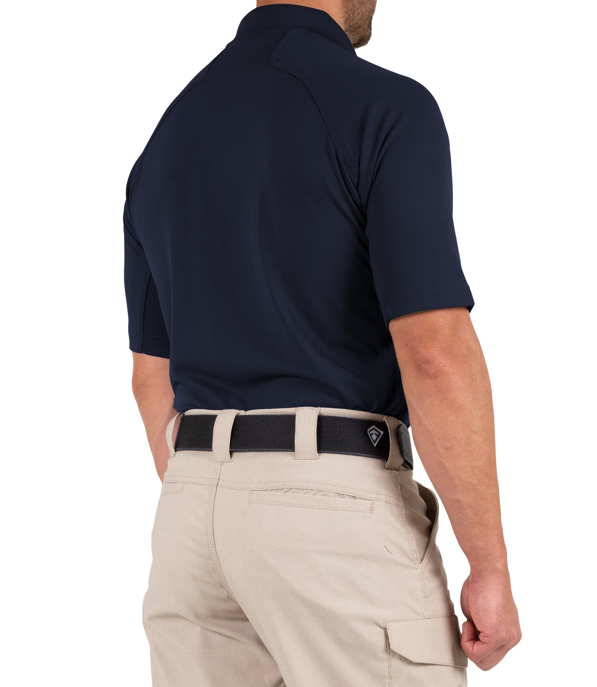 Side of Men's Performance Short Sleeve Polo in Midnight Navy |color_midnight navy