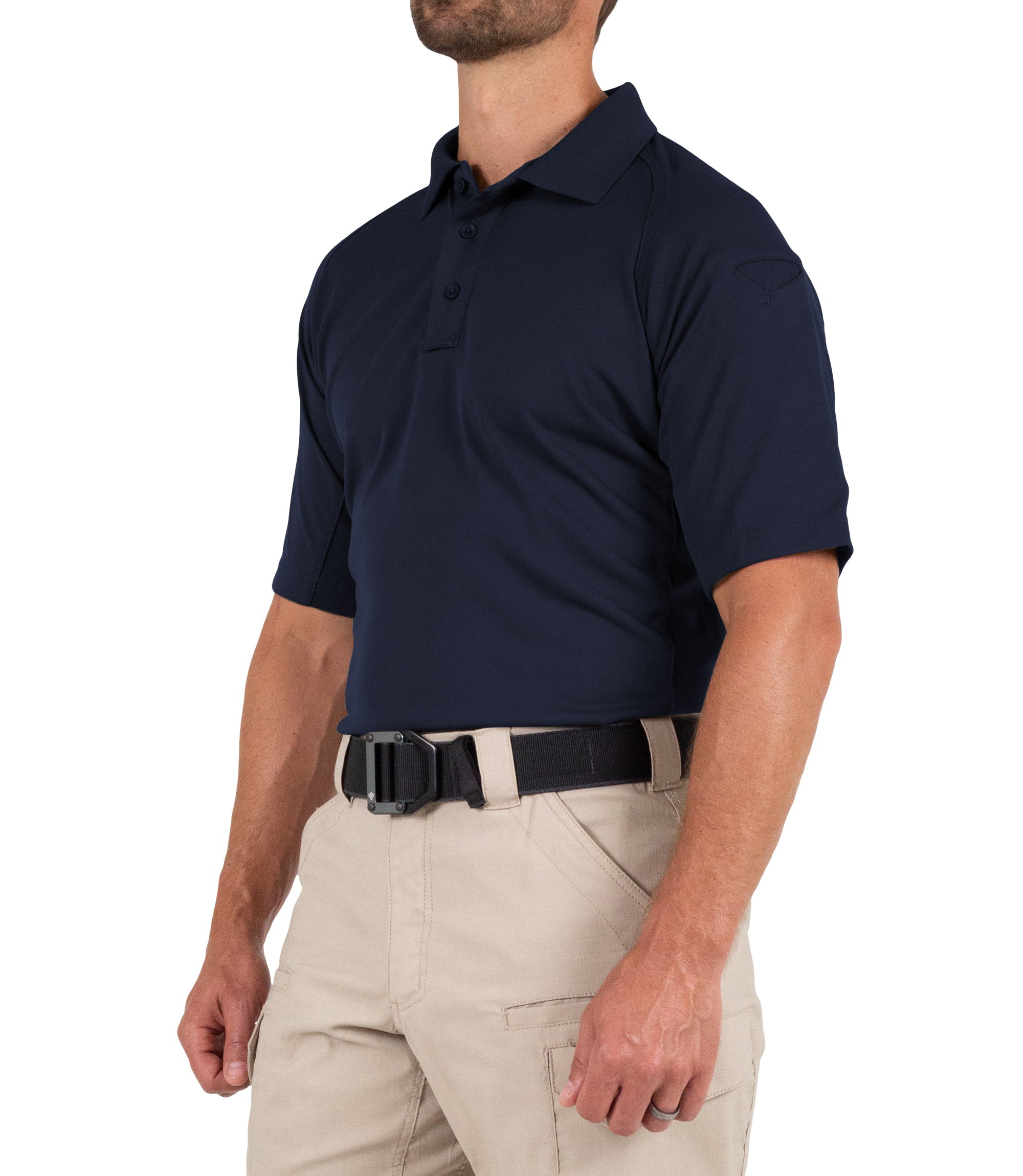 Side of Men's Performance Short Sleeve Polo in Midnight Navy |color_midnight navy