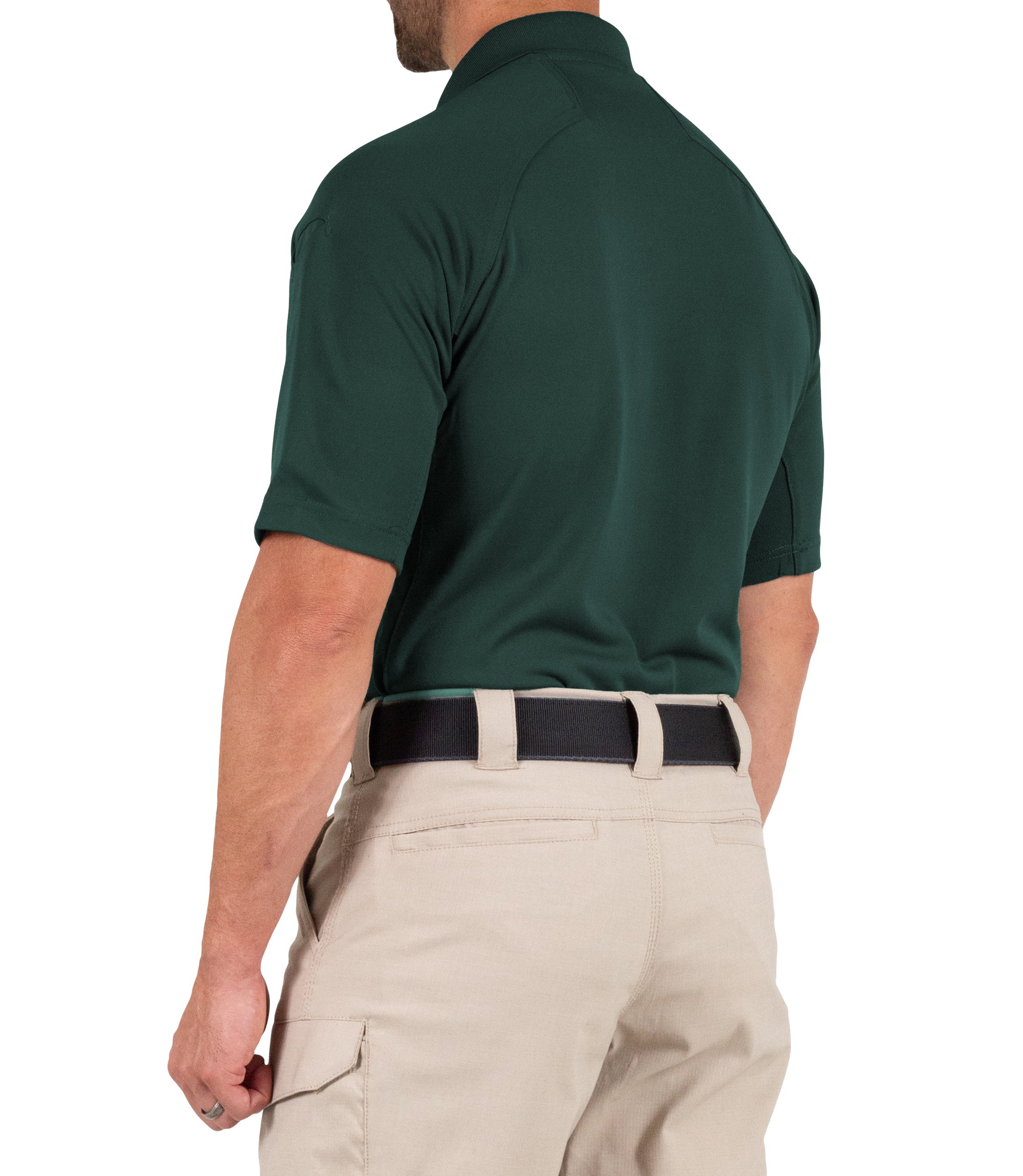 Side of Men's Performance Short Sleeve Polo in Spruce Green |color_spruce green