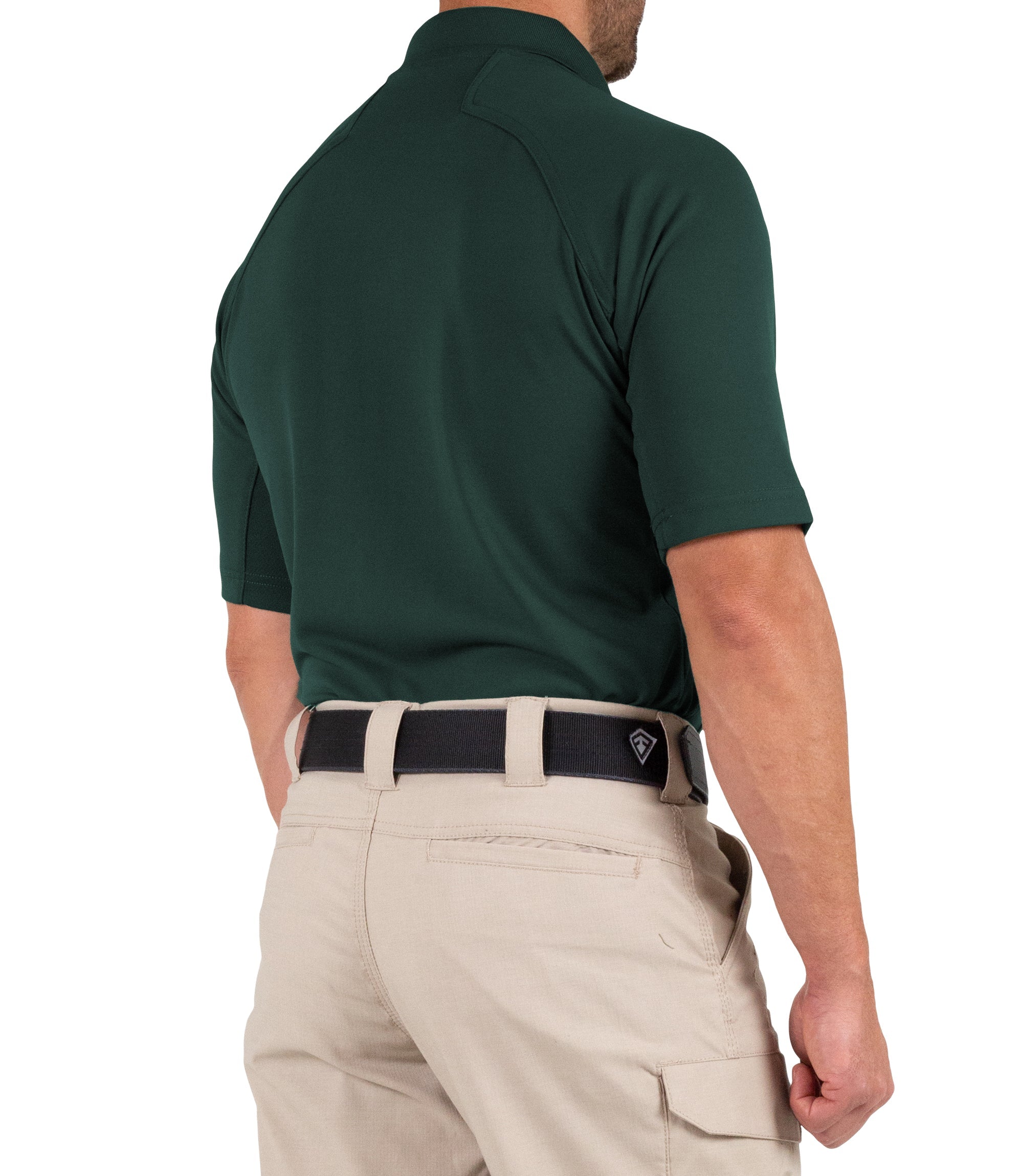 Side of Men's Performance Short Sleeve Polo in Spruce Green |color_spruce green