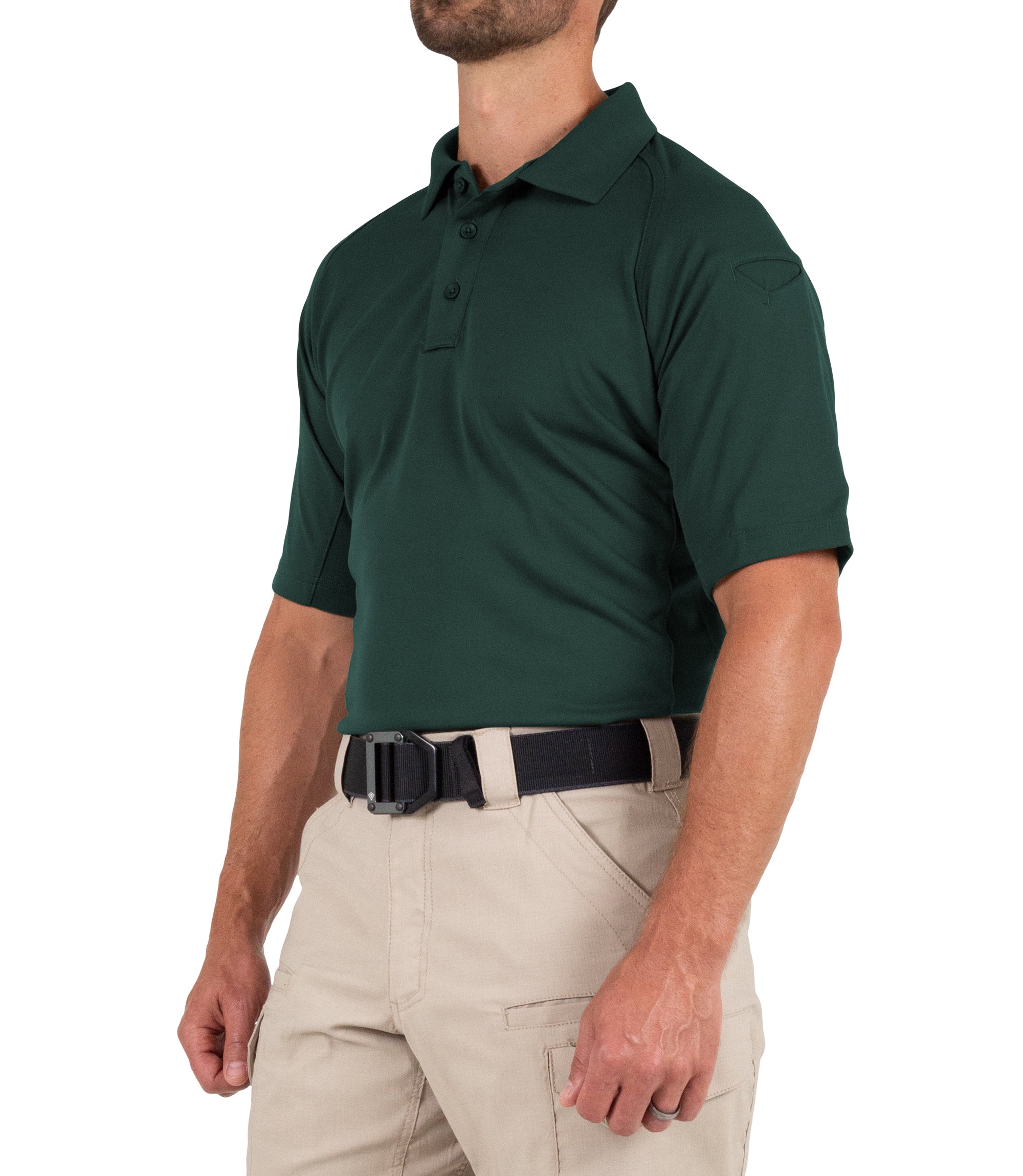 Side of Men's Performance Short Sleeve Polo in Spruce Green |color_spruce green