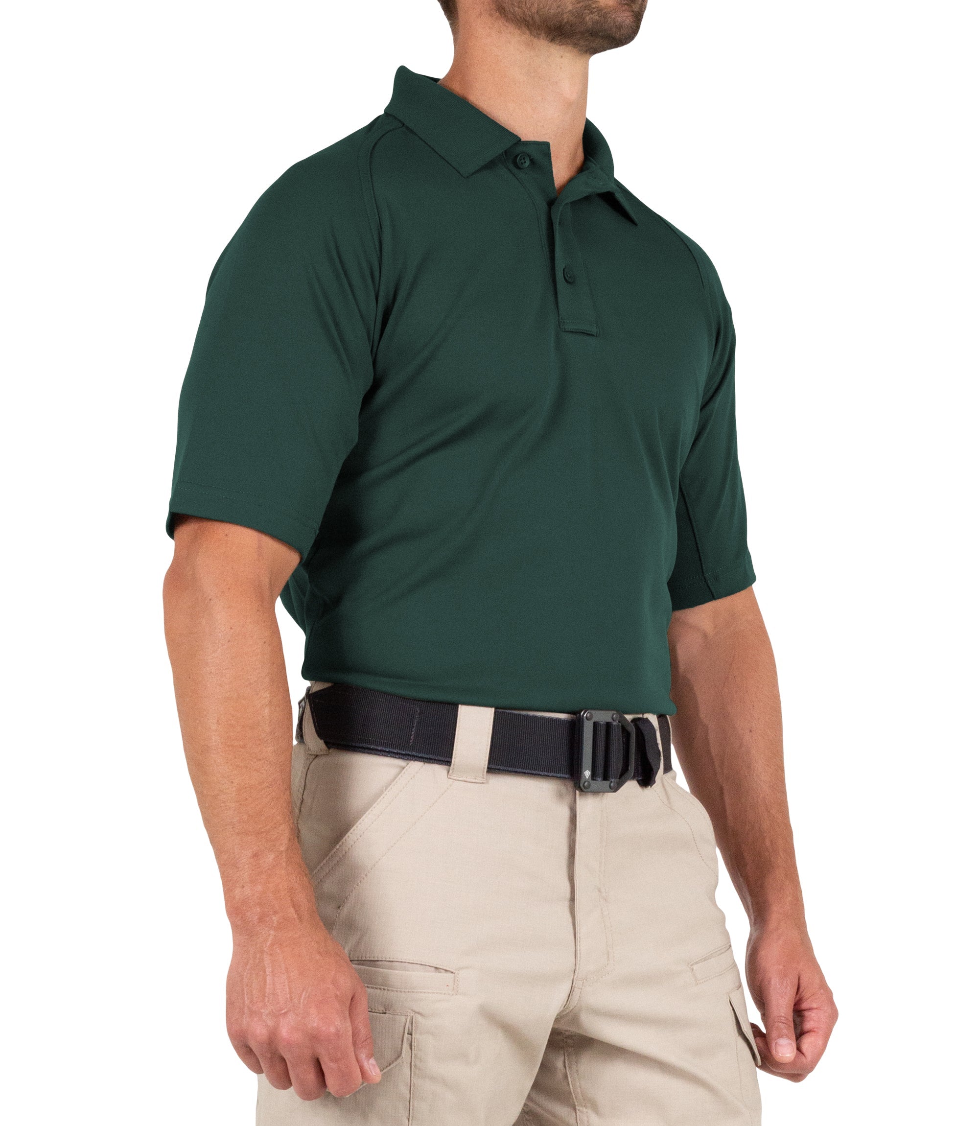 Side of Men's Performance Short Sleeve Polo in Spruce Green |color_spruce green