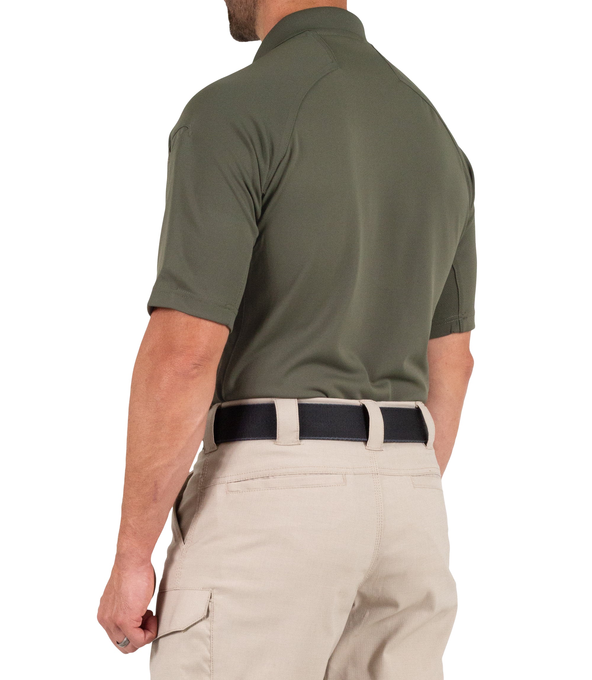 Side of Men's Performance Short Sleeve Polo in OD Green |color_od green