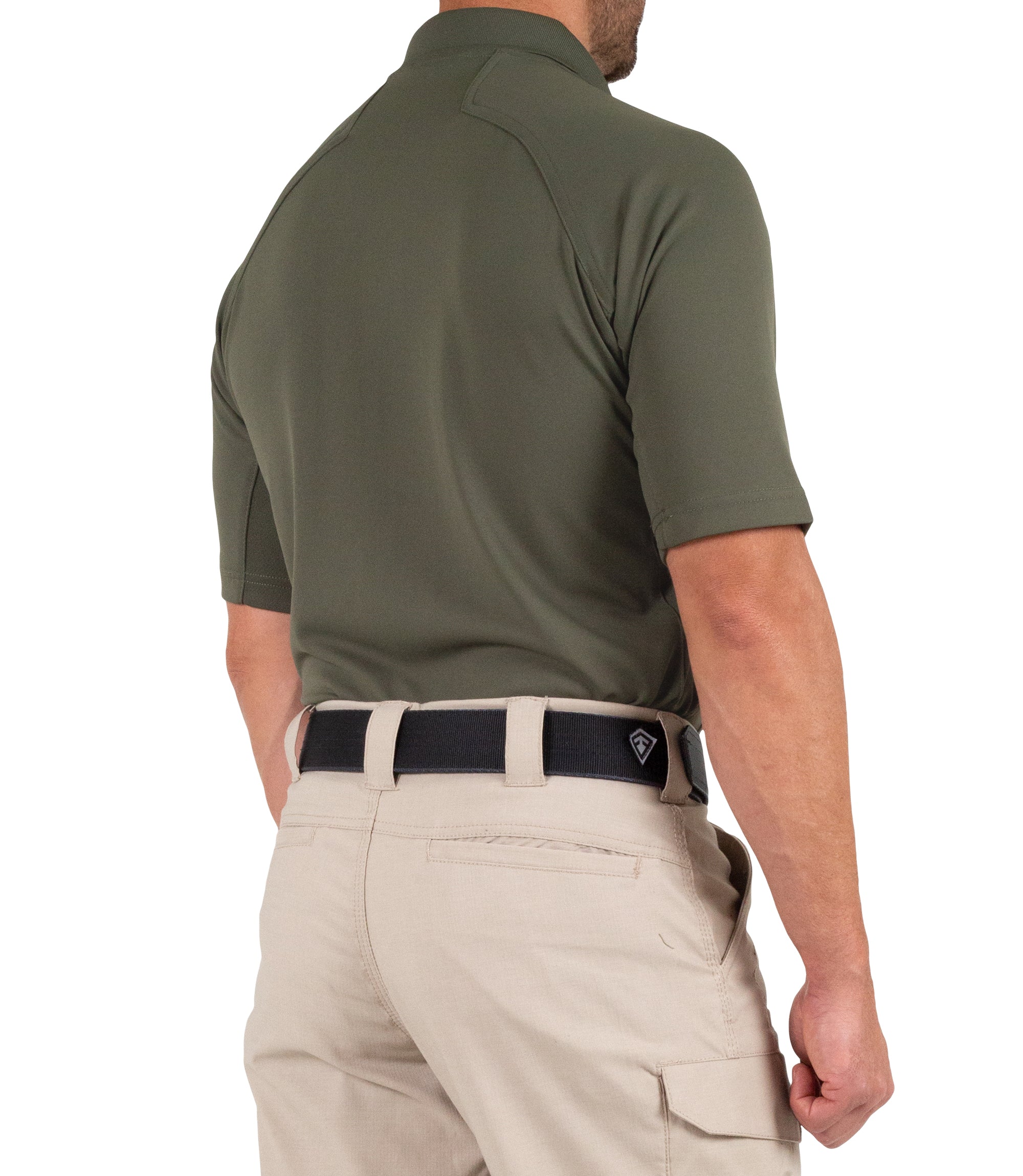 Side of Men's Performance Short Sleeve Polo in OD Green |color_od green
