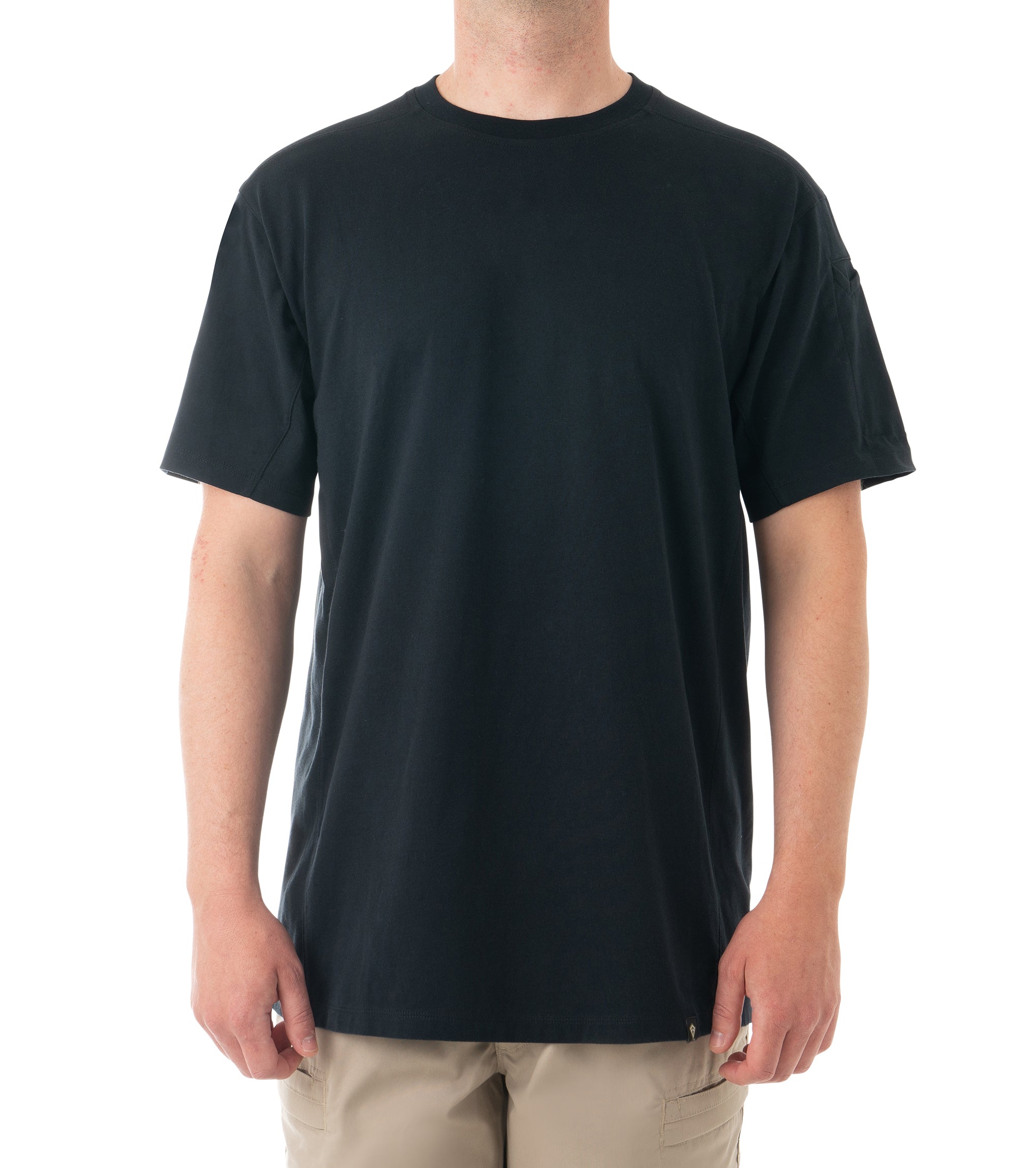 Front of Men's Tactix Series Cotton Short Sleeve T-Shirt with Pen Pocket in Midnight Navy |color_midnight navy