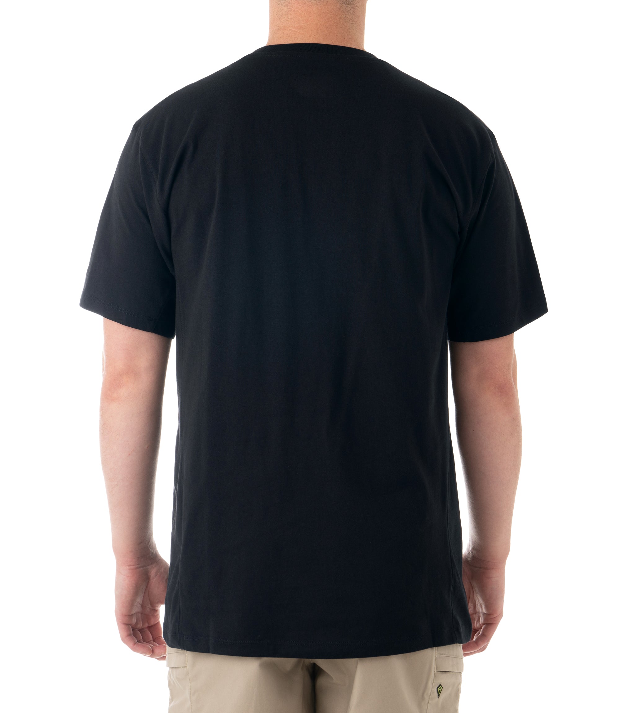 Back of Men's Tactix Series Cotton Short Sleeve T-Shirt with Pen Pocket in Midnight Navy |color_midnight navy