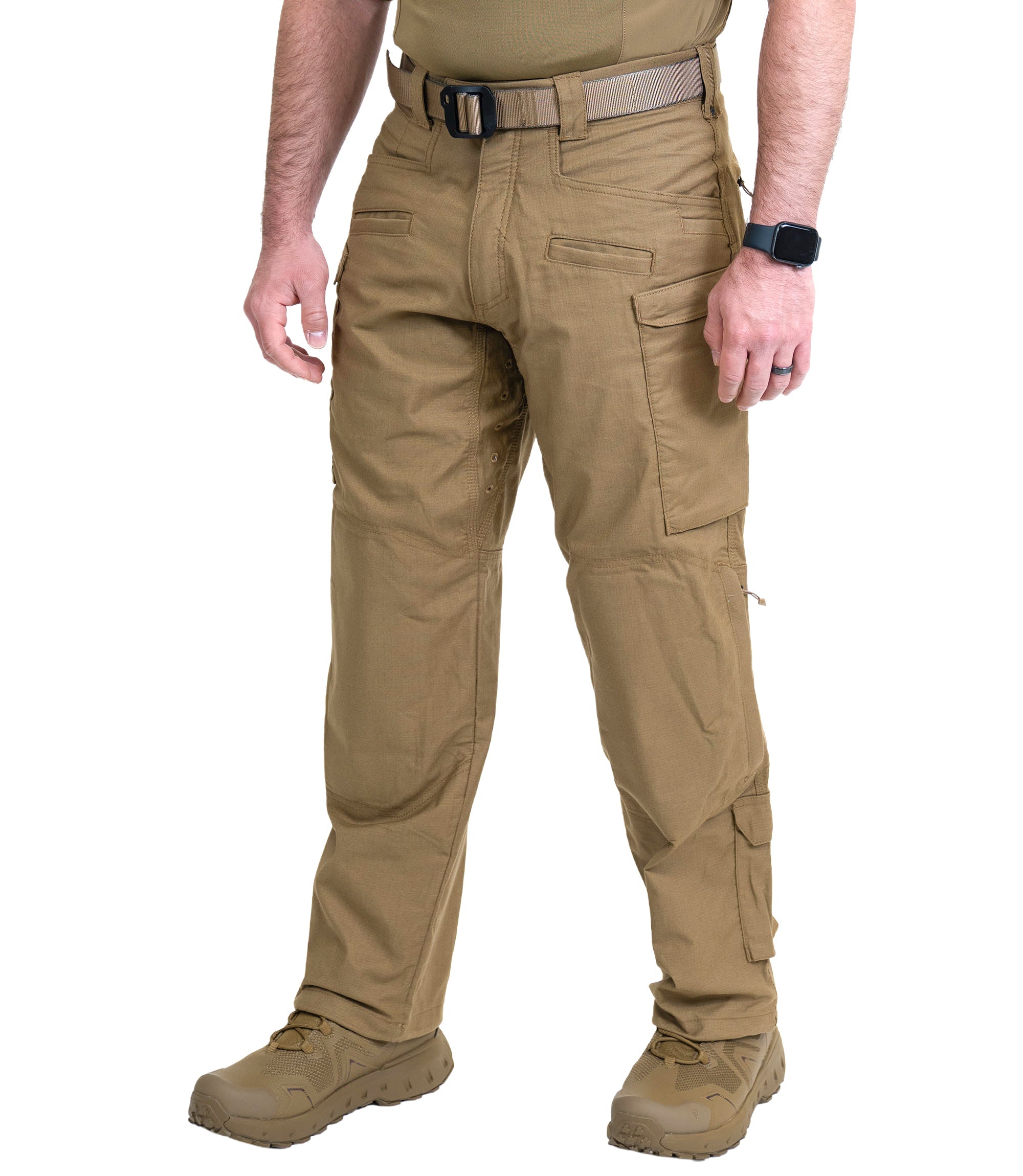 Front side view of Men's Defender Pants in color Coyote Brown |color_coyote brown