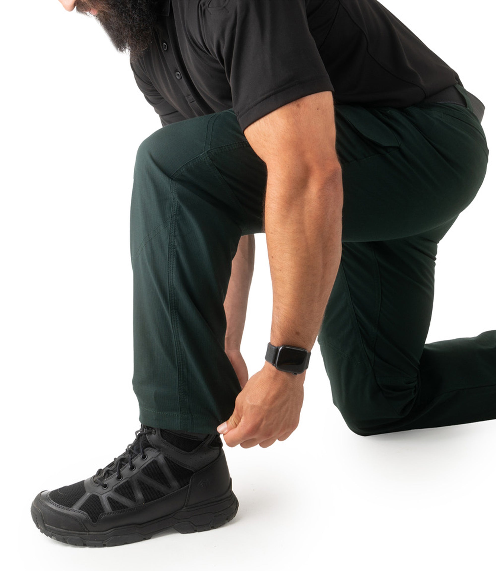 Kneeling of Mens V2 Tactical Pants in Spruce Green |color_spruce green