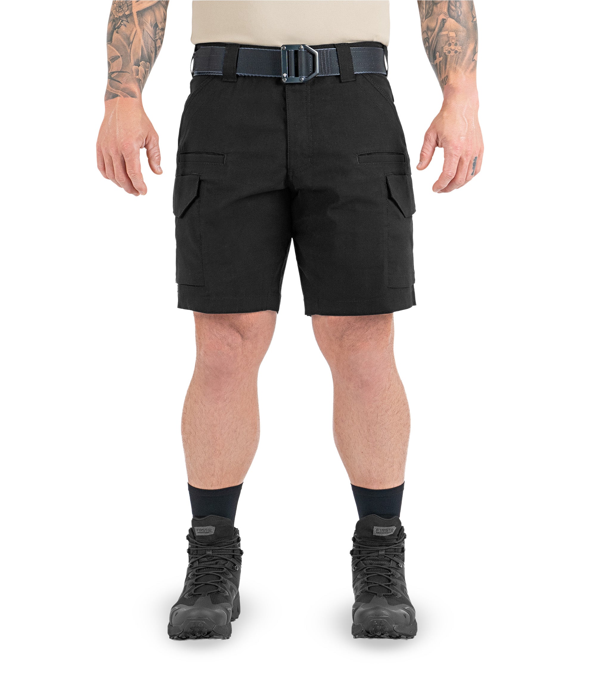 Front of Men's V2 Tactical Short in black|color_black