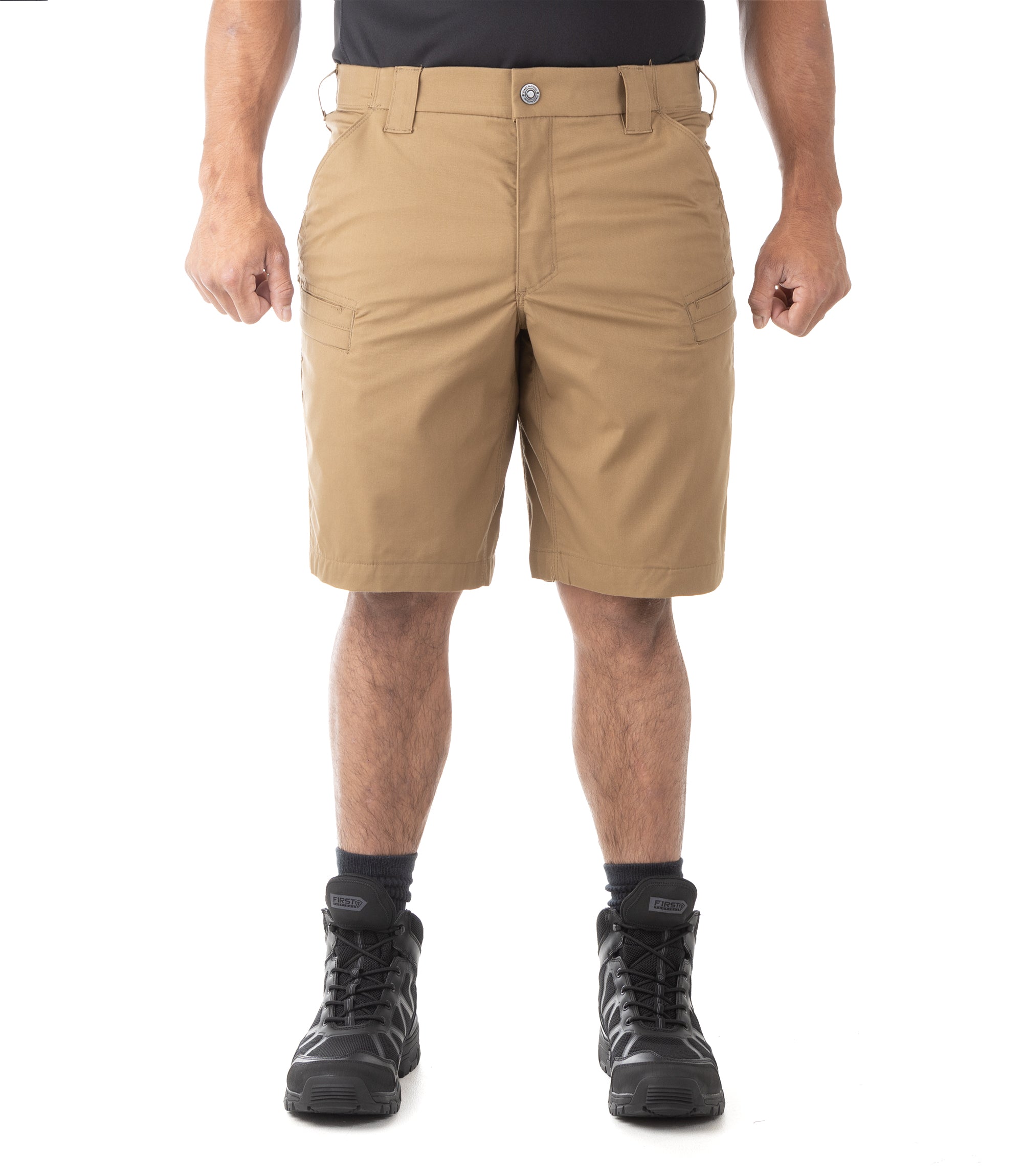 Front of Men's A2 Short in Coyote Brown |color_coyote brown