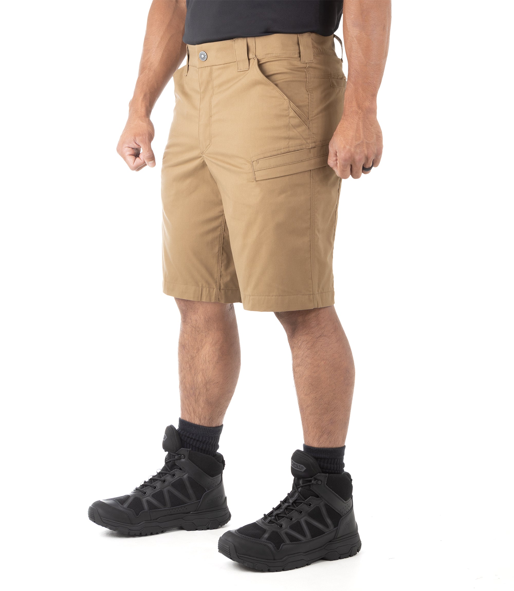 Side of Men's A2 Short in Coyote Brown |color_coyote brown