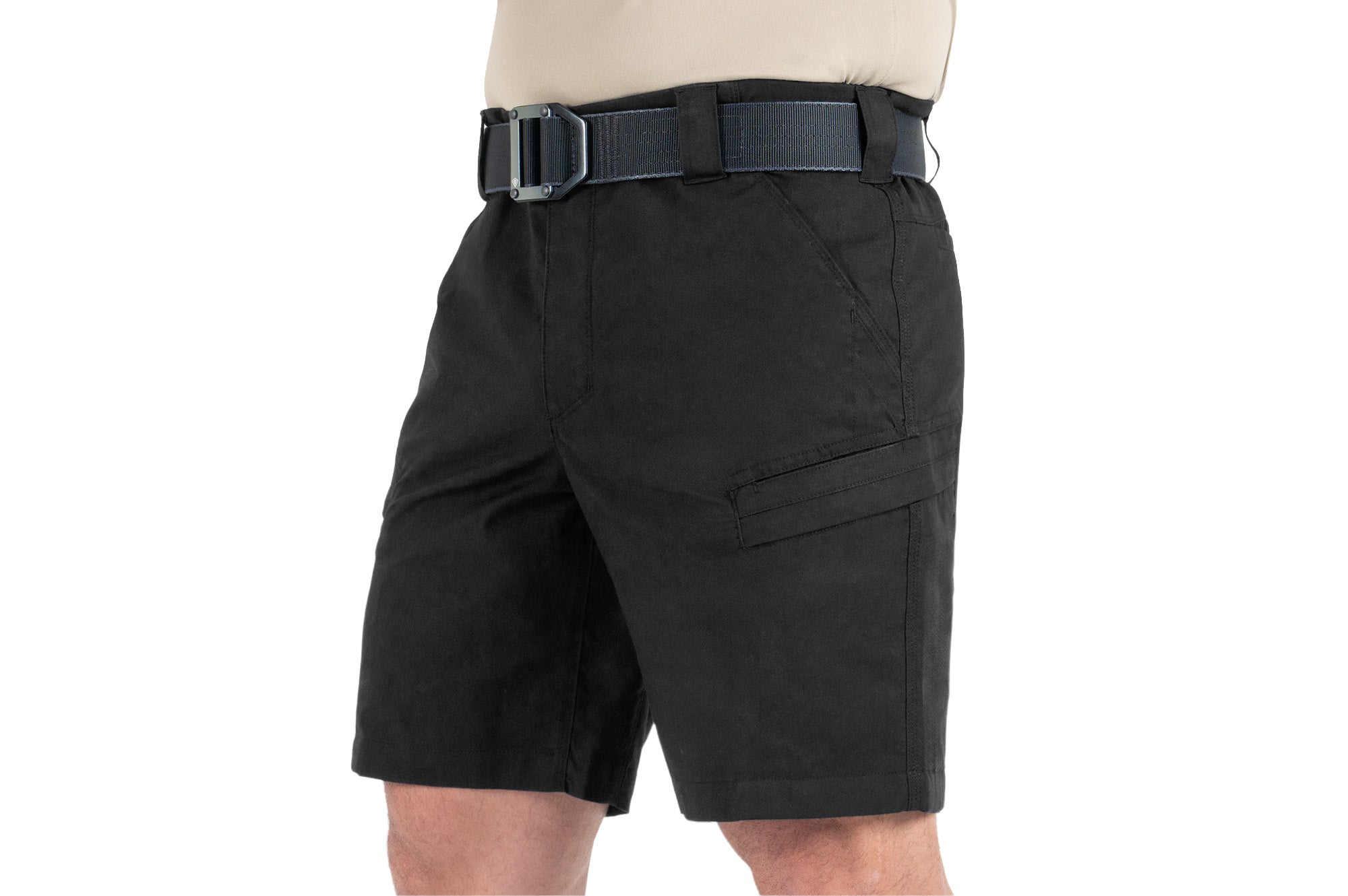 Closeup view of side pockets of Men's A2 Short in Black|color_black