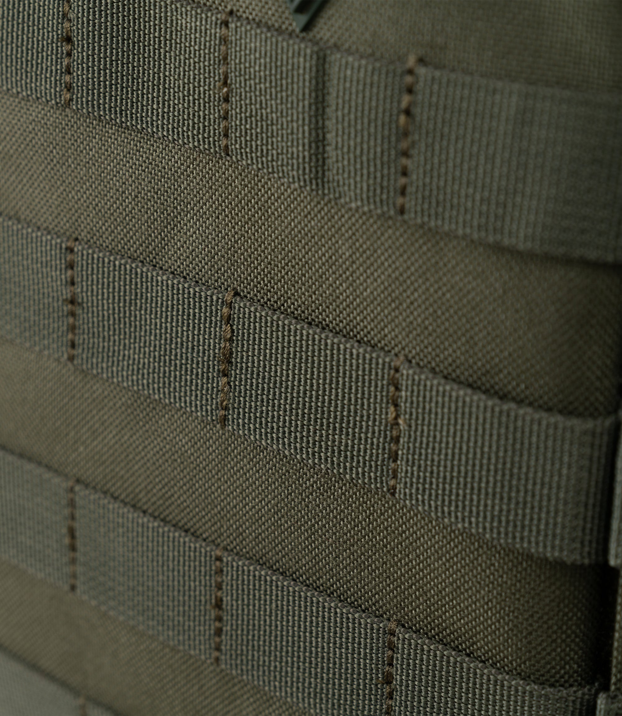 Closeup MOLLE view of Specialist Plate Rack in OD Green |color_od green