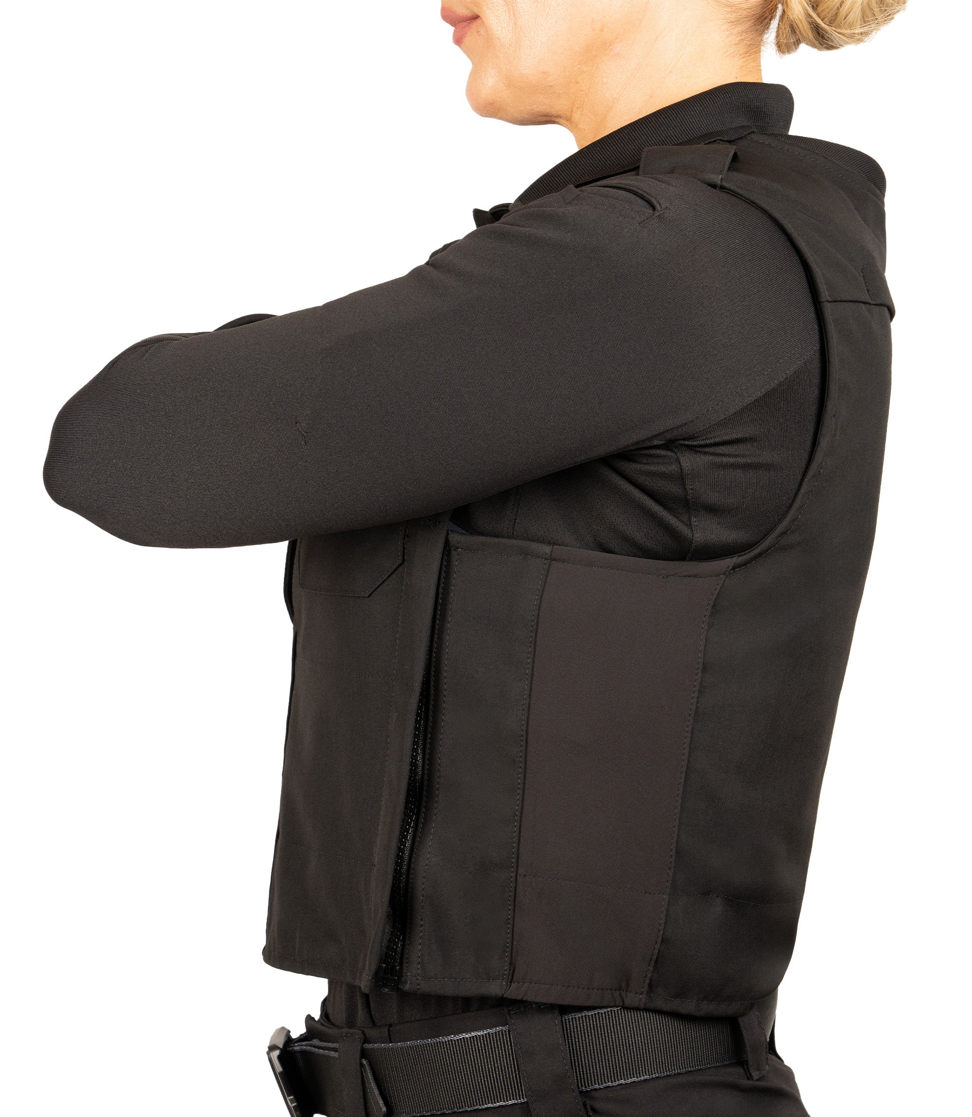 Close-up of stretch side panel in Black|color_black