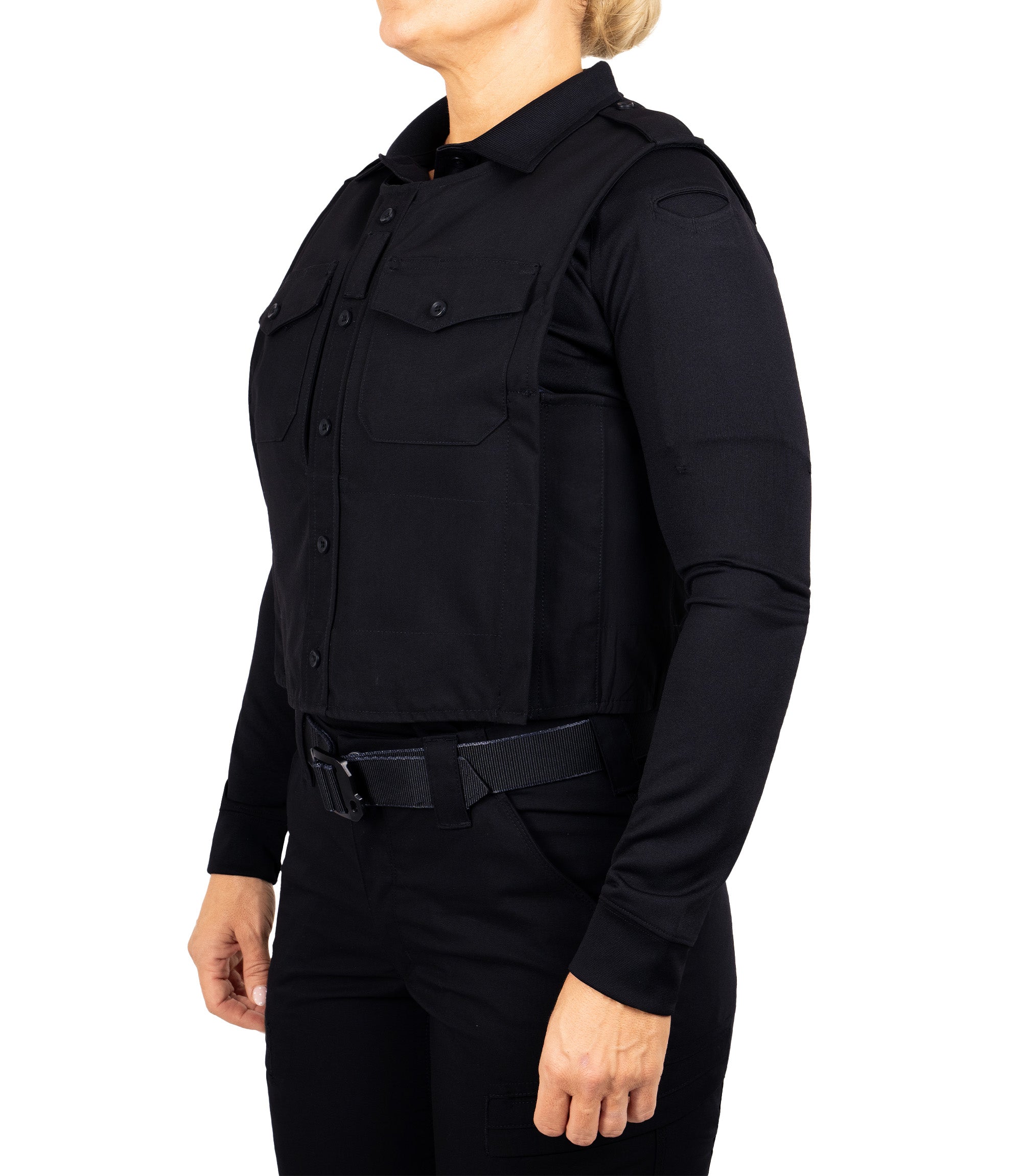 Front quarter angle view of Pro Duty Armor Cover in color midnight navy|color_midnight navy