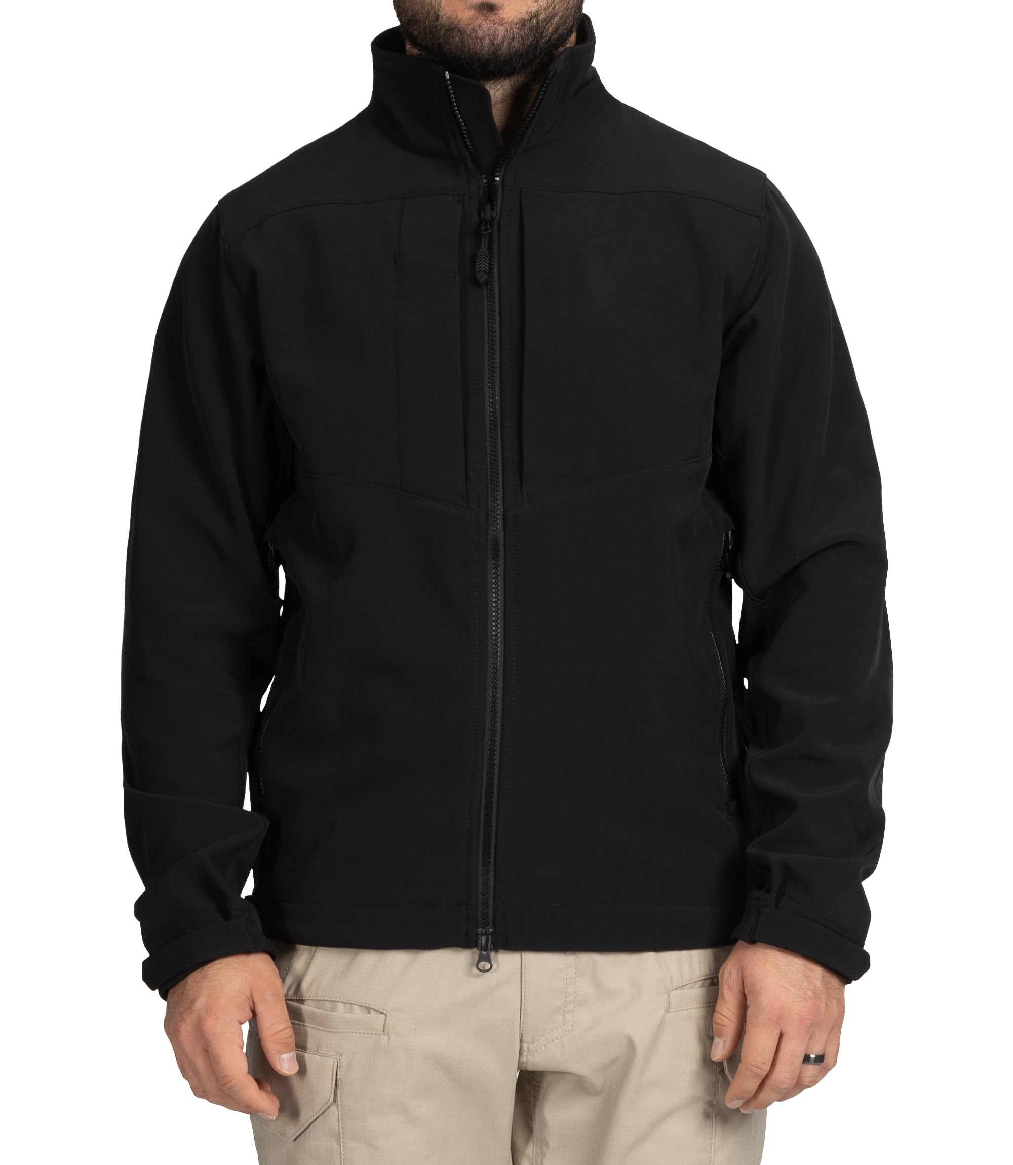 Front of Men's Tactix Softshell Parka in Black |color_black