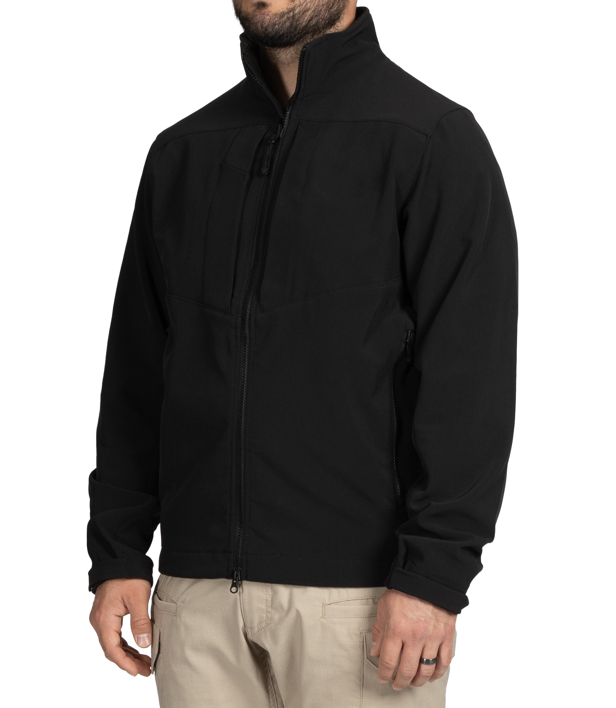 Side of Men's Tactix Softshell Parka in Balck |color_black