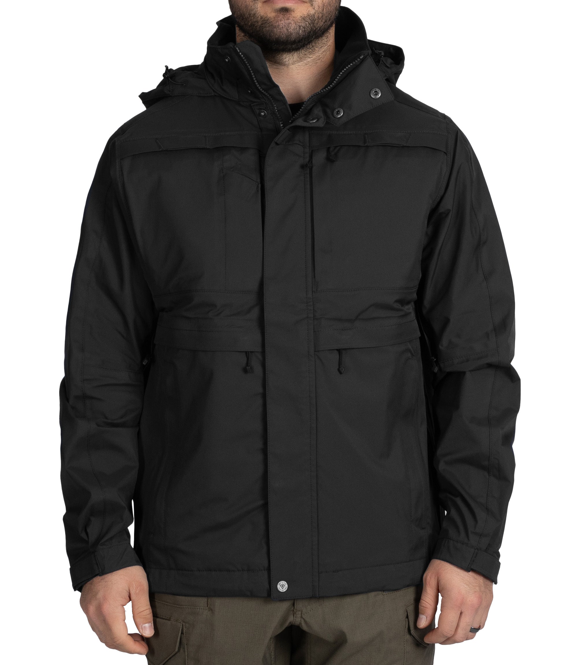 Front of Men's Tactix Parka Shell in Black |color_black