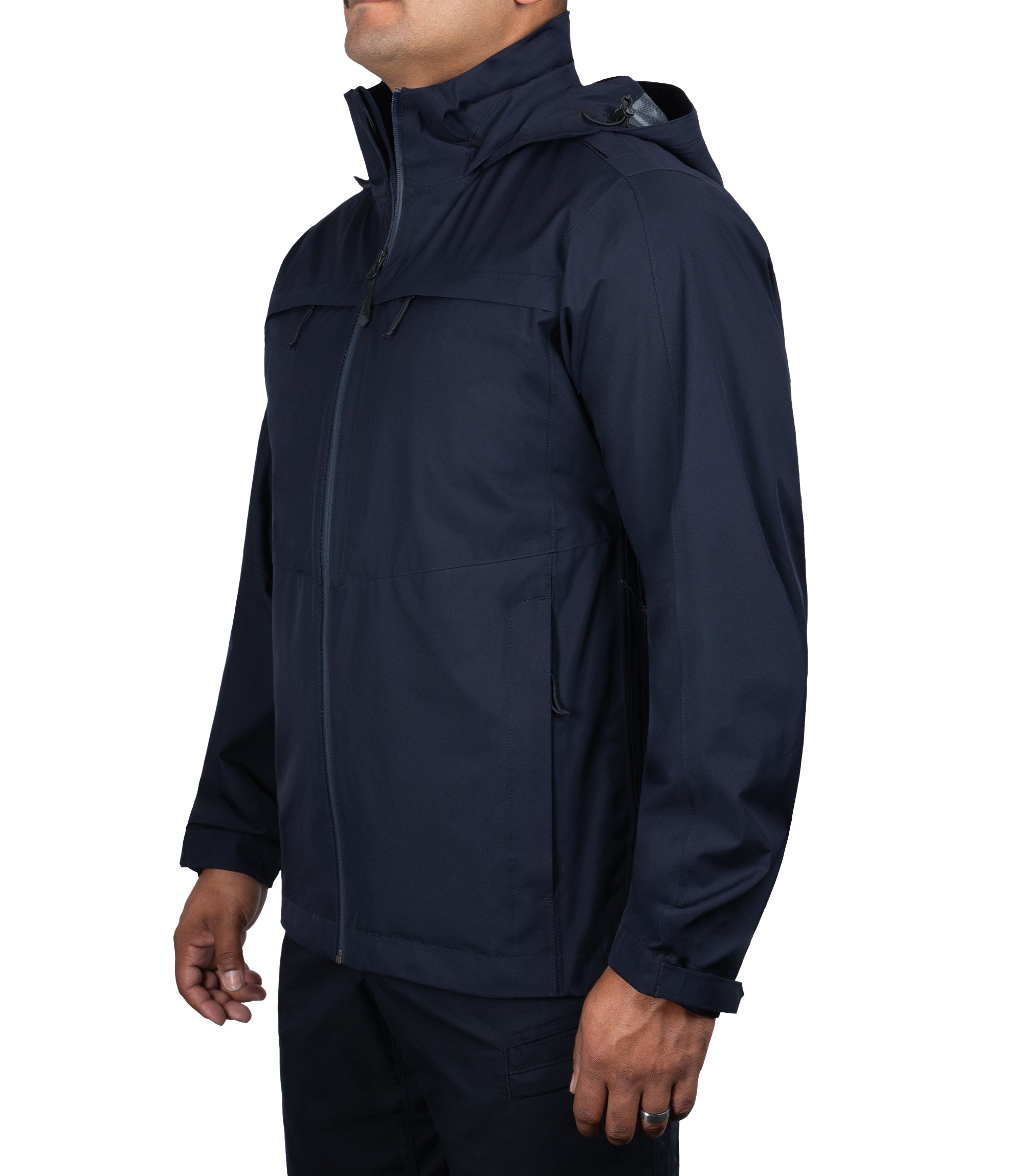 Left side front 1/4 view of the Monsoon Parka in color Midnight Navy |color_midnight navy