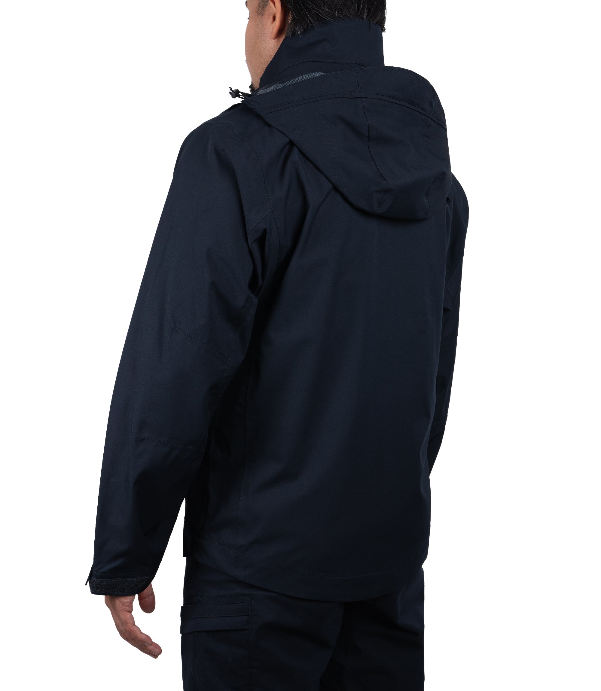 Left side back 1/4 view of the Monsoon Parka in color Midnight Navy |color_midnight navy