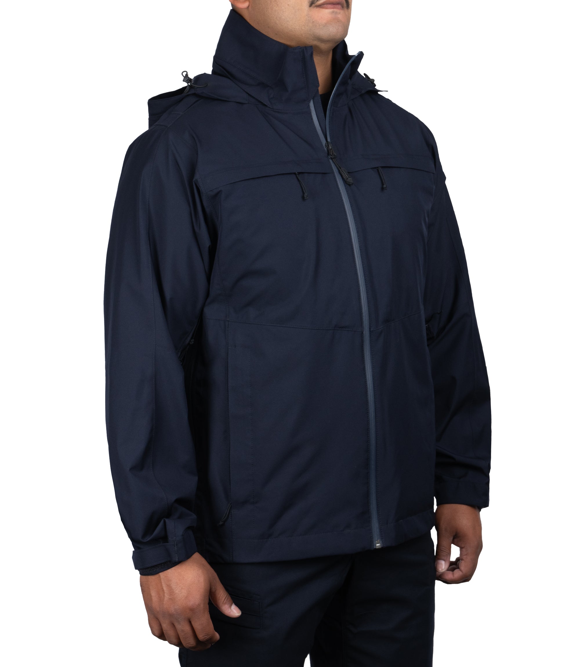 Right side front 1/4 view of the Monsoon Parka in color Midnight Navy |color_midnight navy