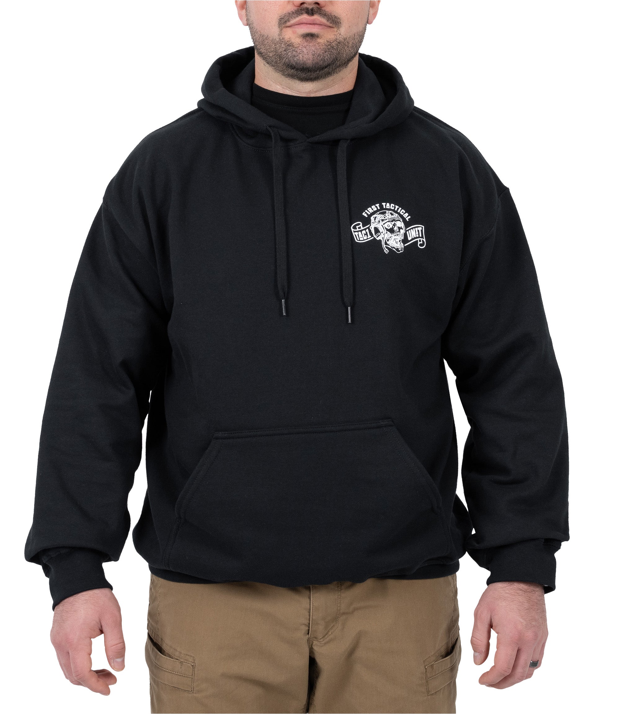 Front view of Stay Alert Stay Alive Hoodie in color black|color_black
