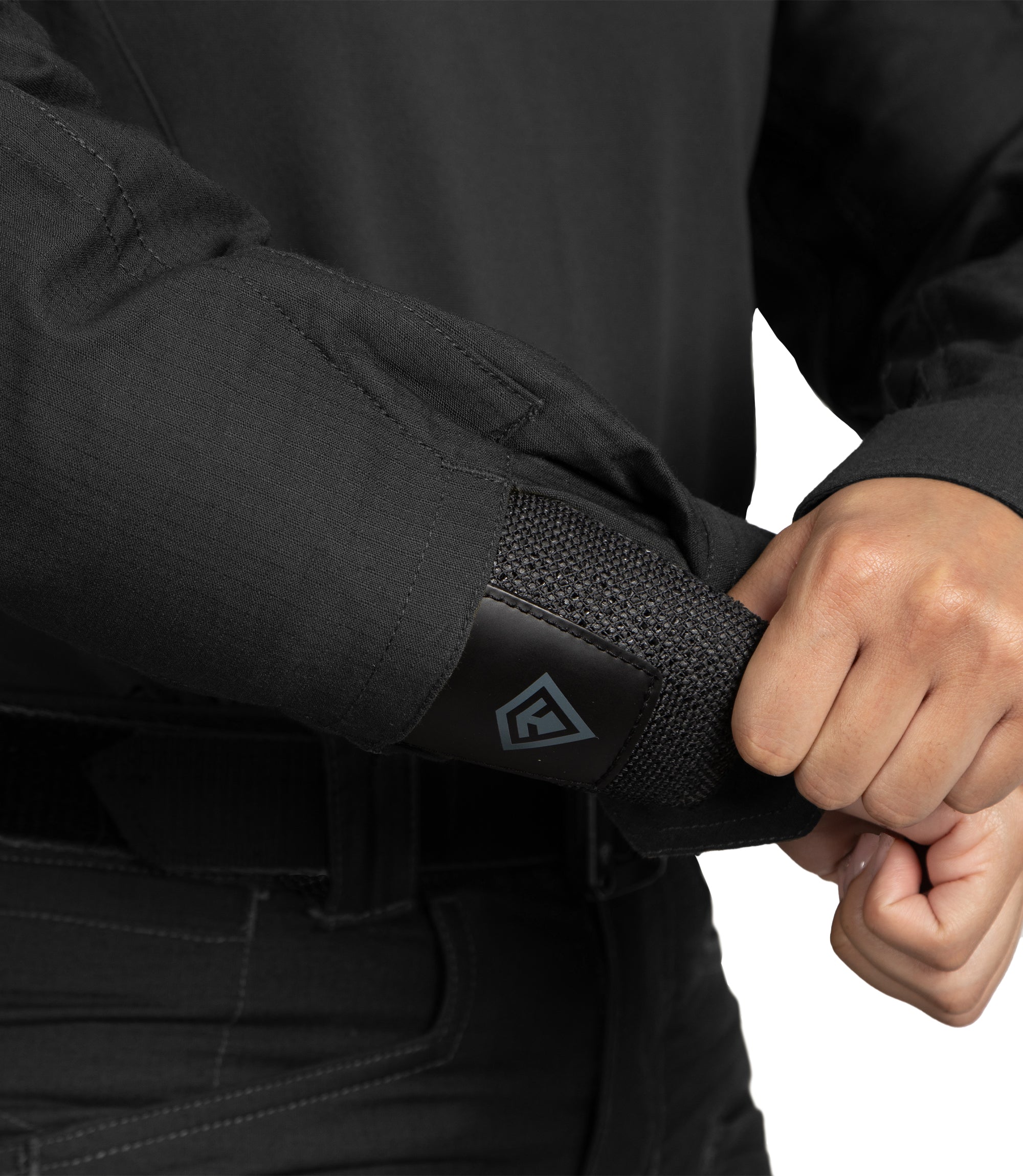 Elbow Pad Pocket on Women's Defender Shirt in Black |color_black