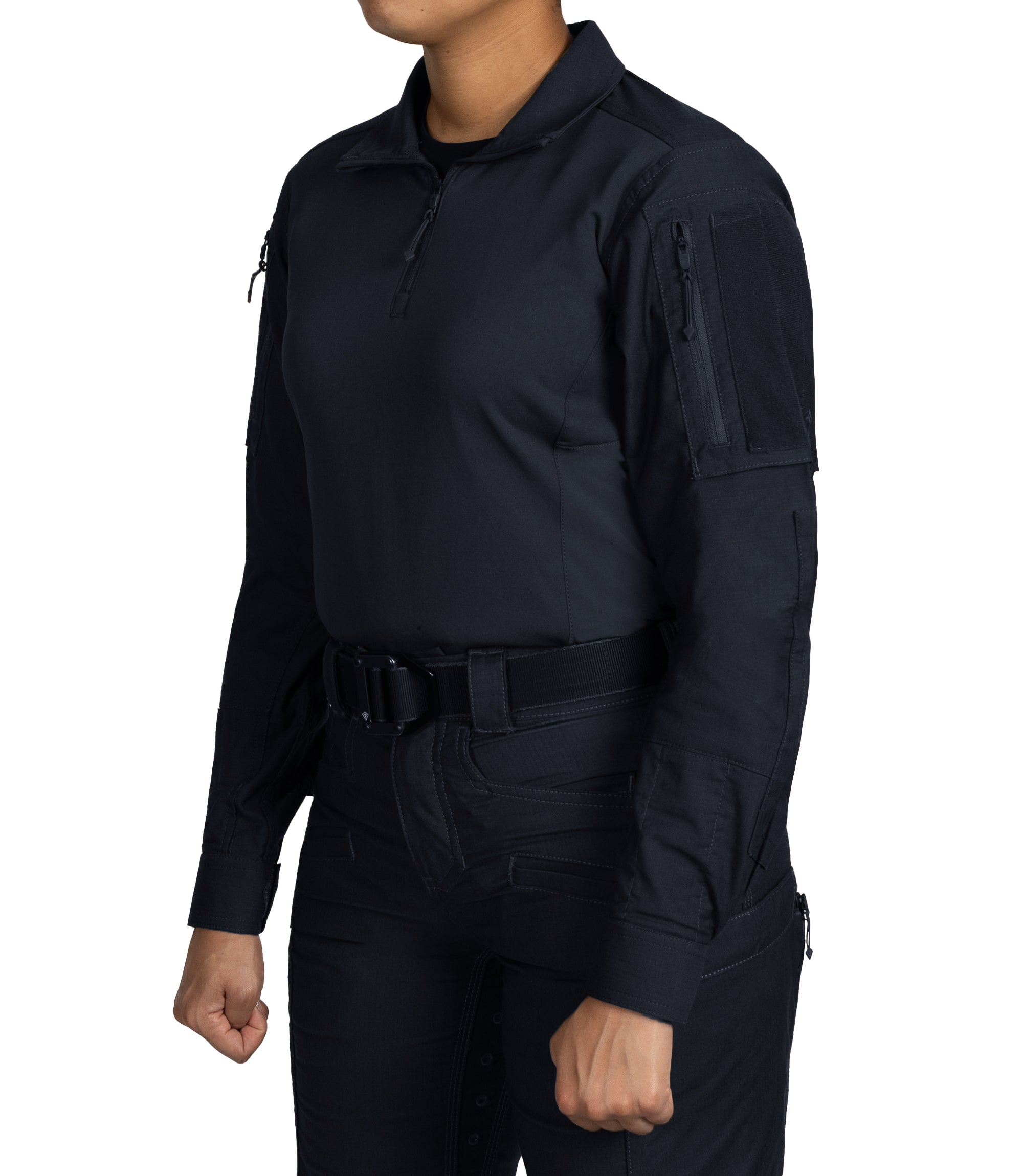 Side of Women's Defender Shirt in Midnight Navy |color_midnight navy