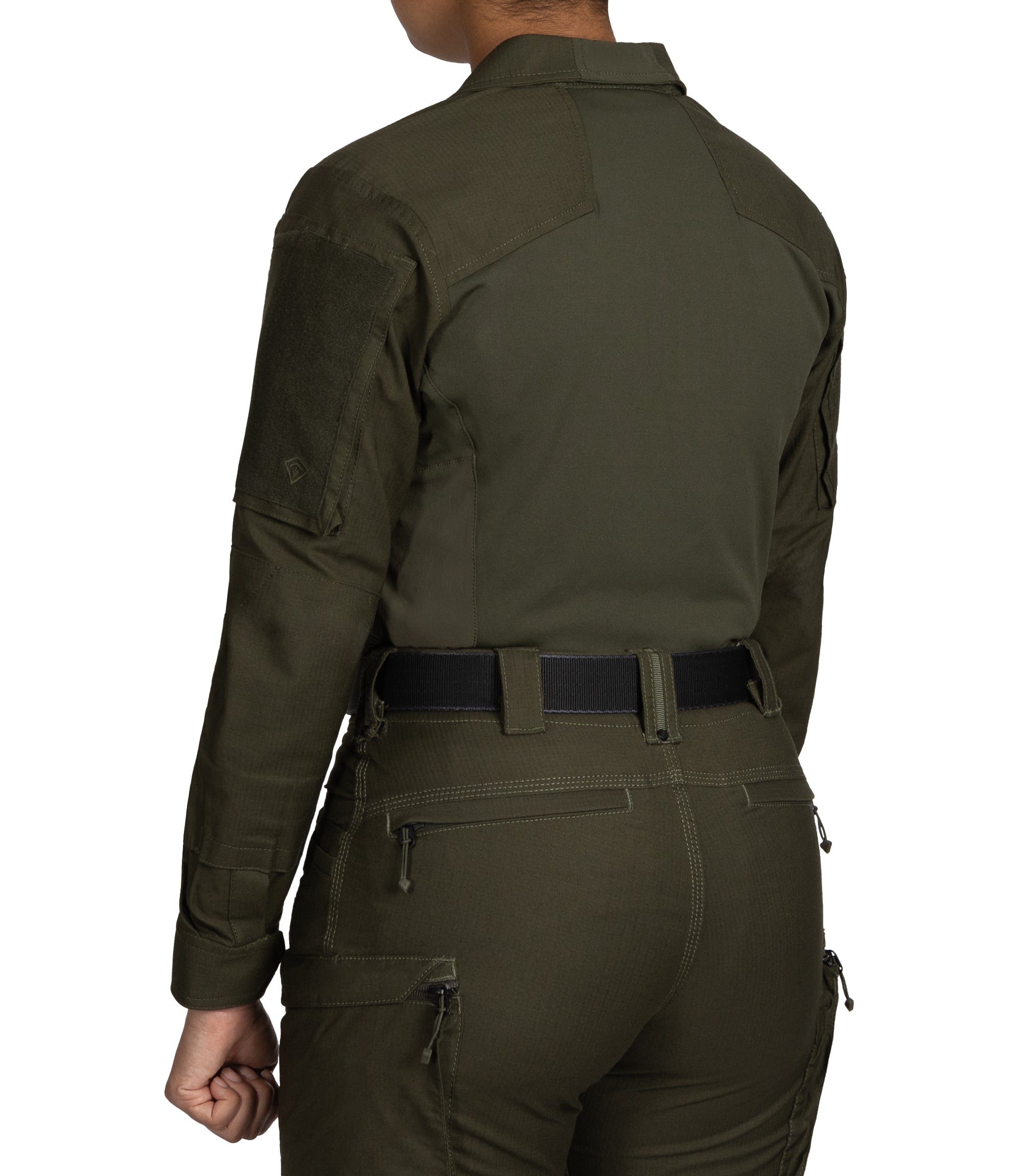 Side of Women's Defender Shirt in OD Green |color_od green