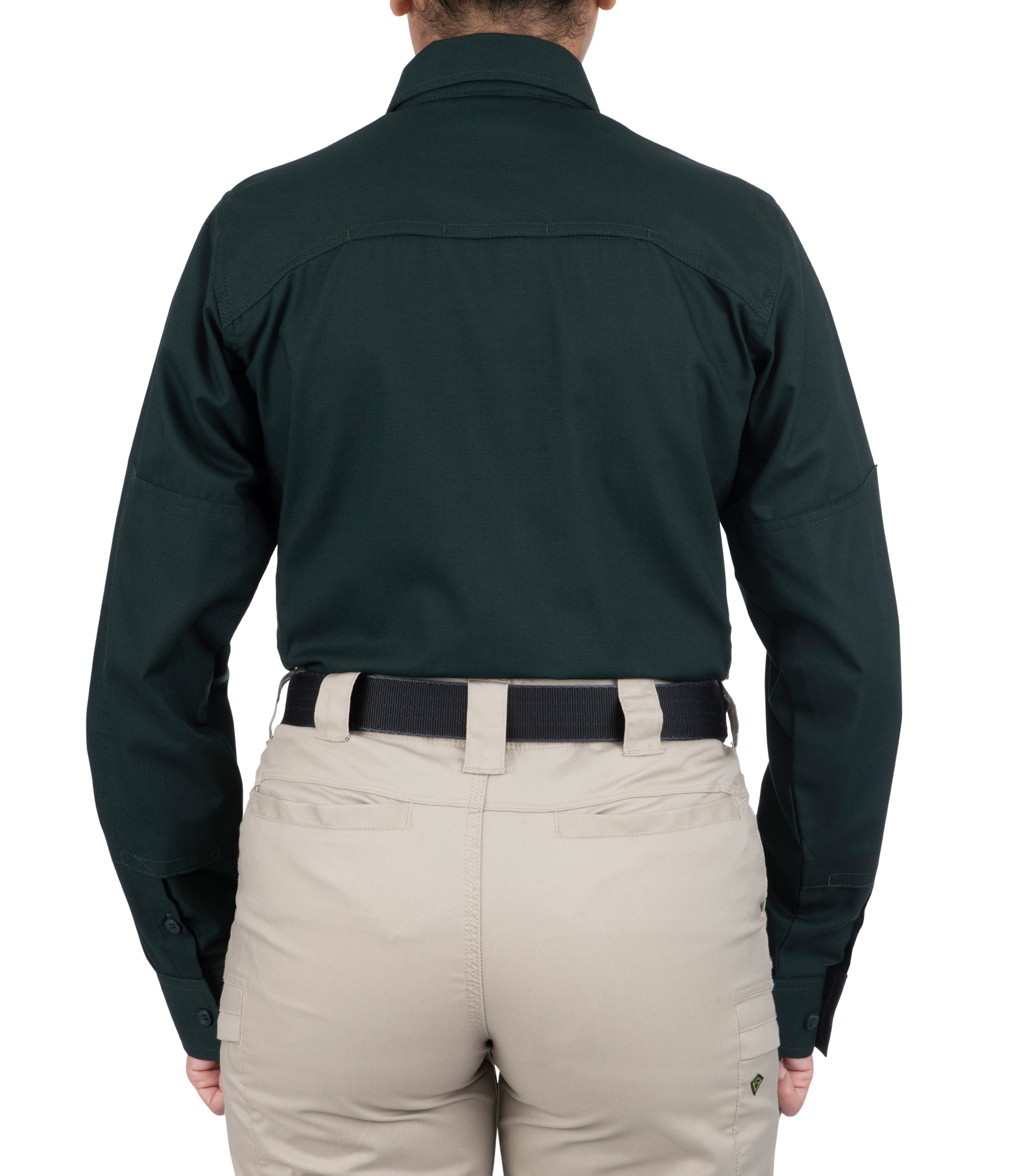 Back of Women's V2 Tactical Long Sleeve Shirt in Spruce Green |color_spruce green