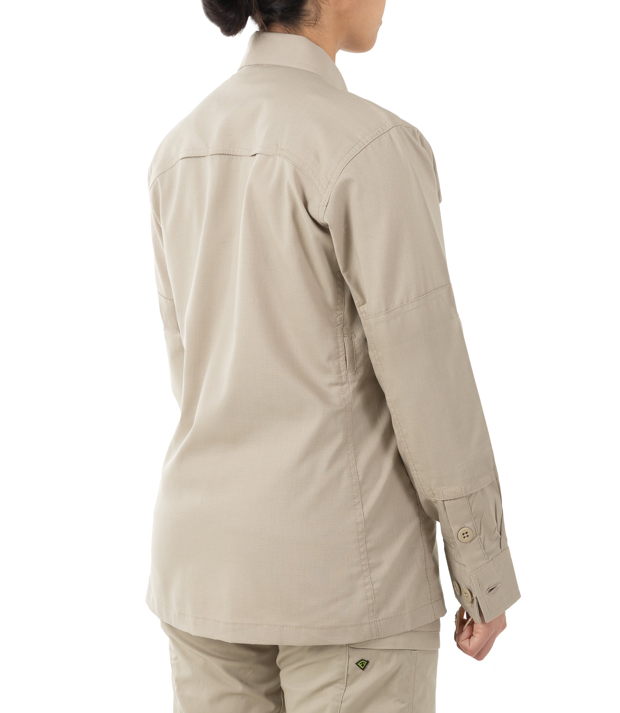 Side of Women's V2 BDU Long Sleeve Shirt in Khaki |color_khaki