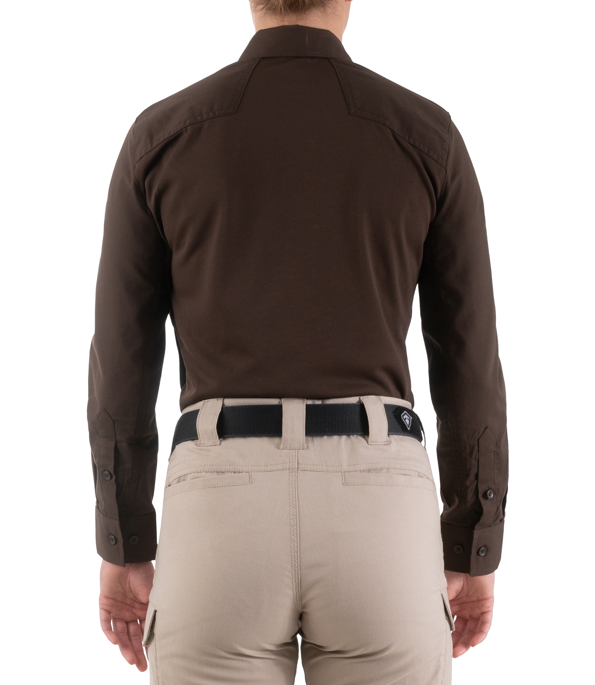 Back of Women's V2 Pro Performance Shirt in Kodiak Brown |color_kodiak brown