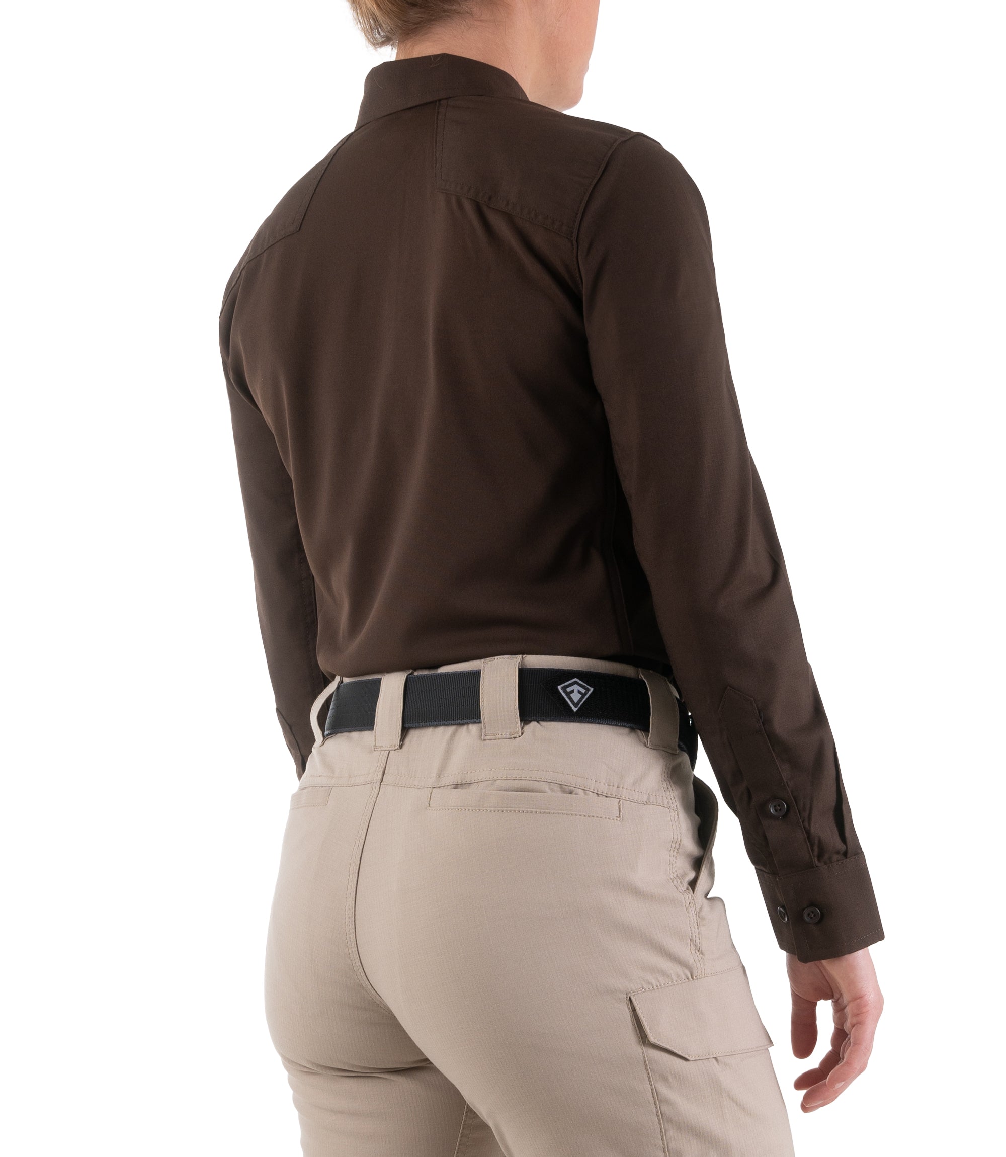 Side of Women's V2 Pro Performance Shirt in Kodiak Brown |color_kodiak brown