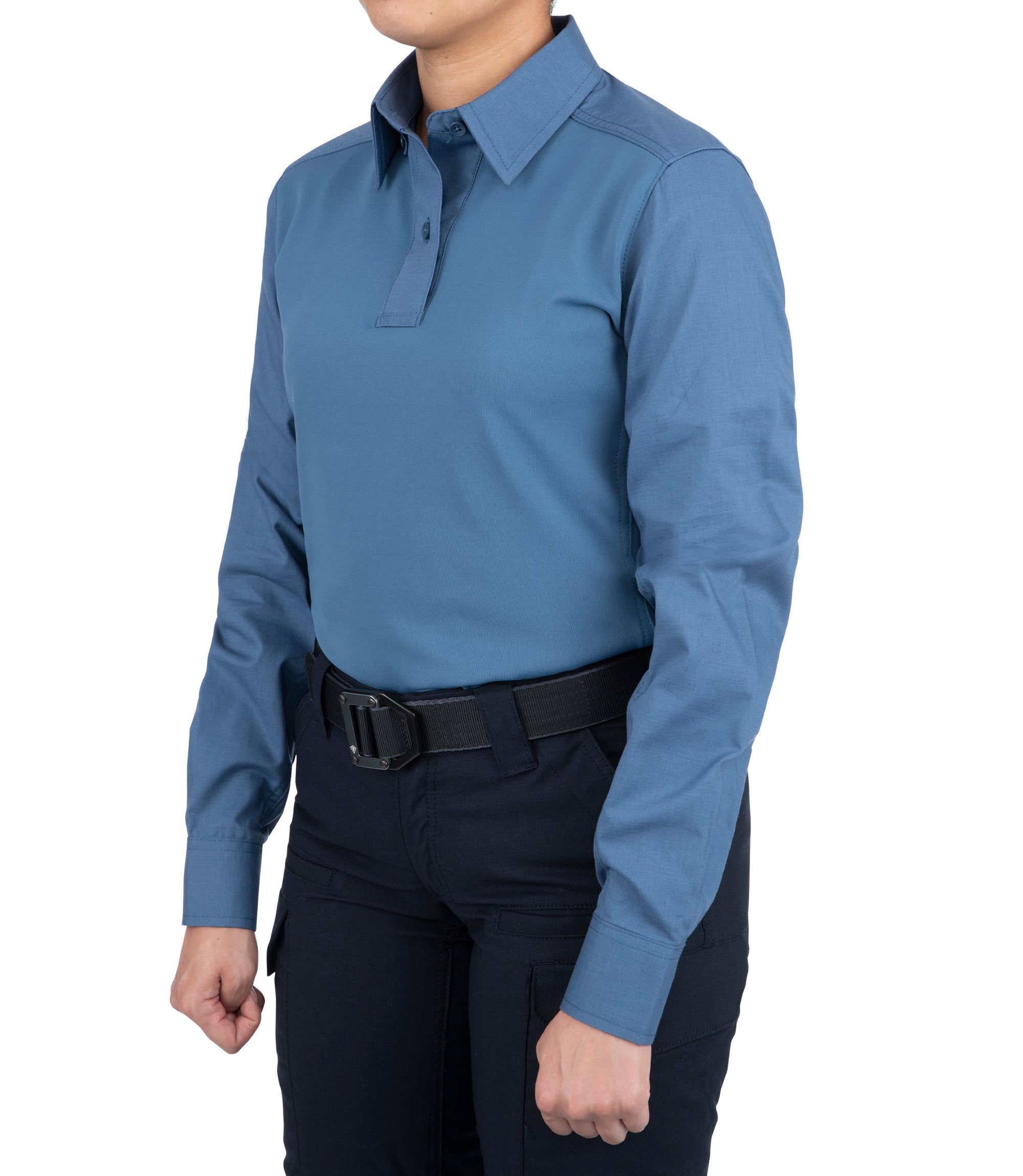 Side of Women's V2 Pro Performance Shirt in French Blue |color_french blue