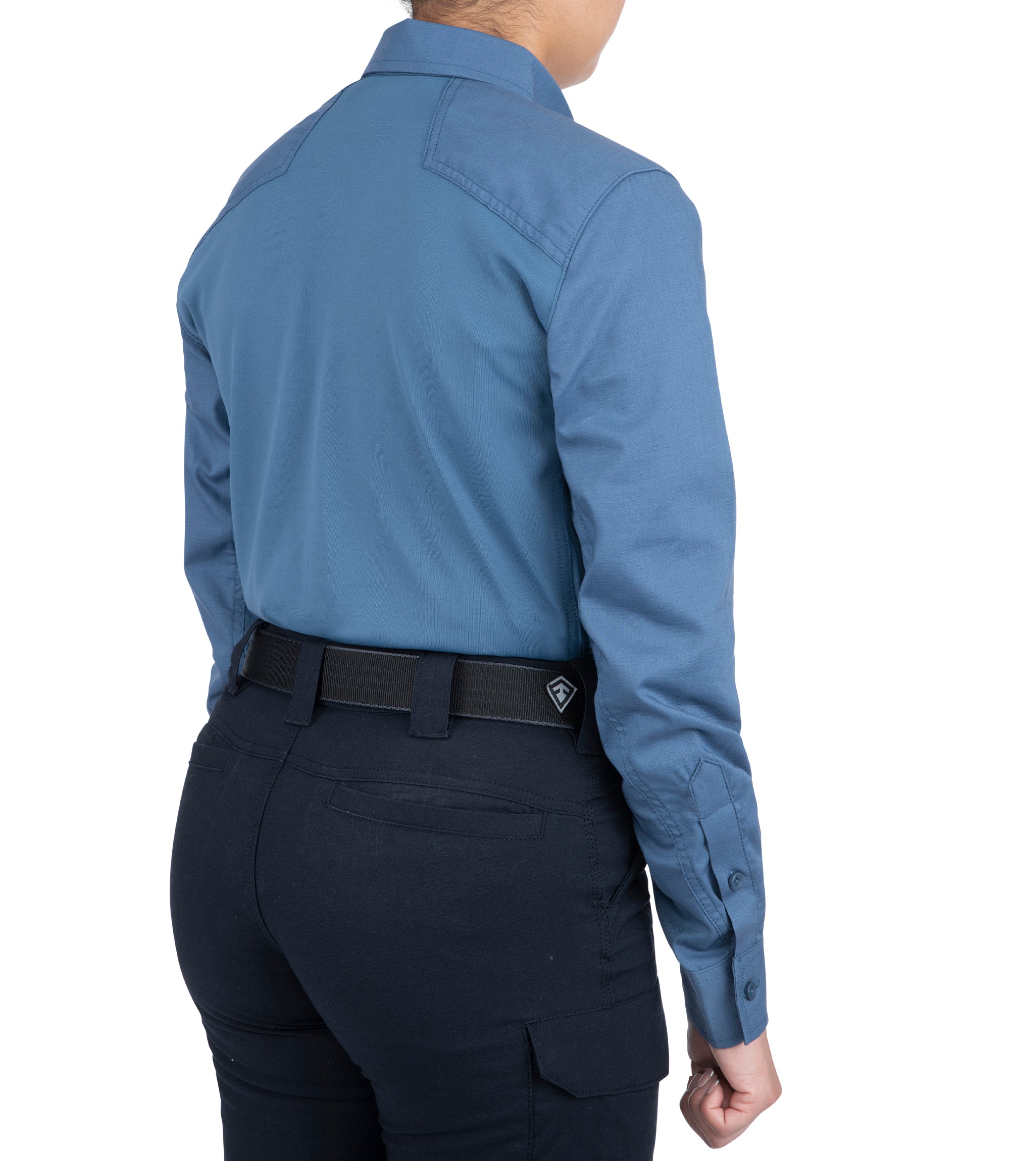 Side of Women's V2 Pro Performance Shirt in French Blue |color_french blue