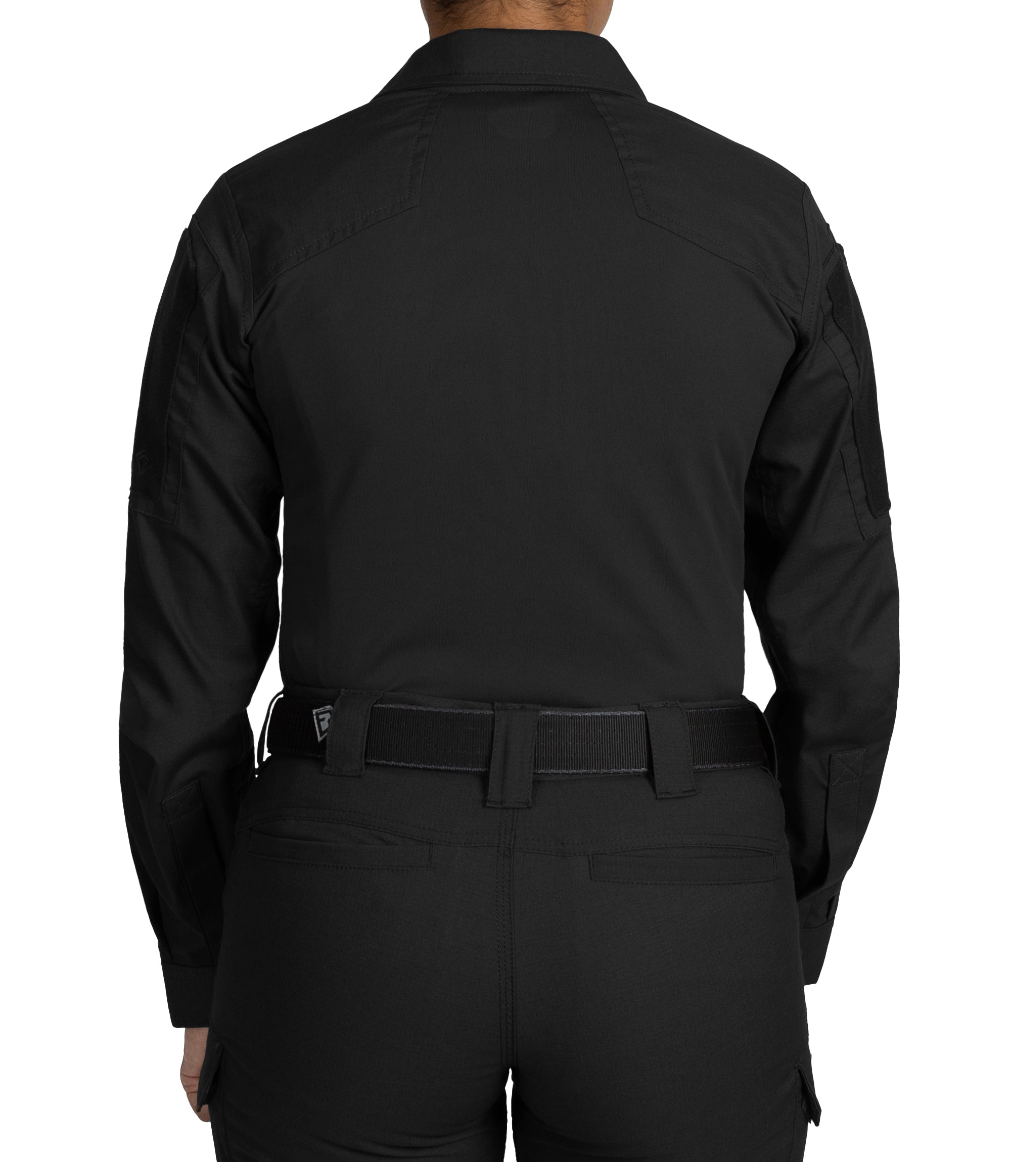 Back of Women's V2 Responder Shirt in Black |color_black