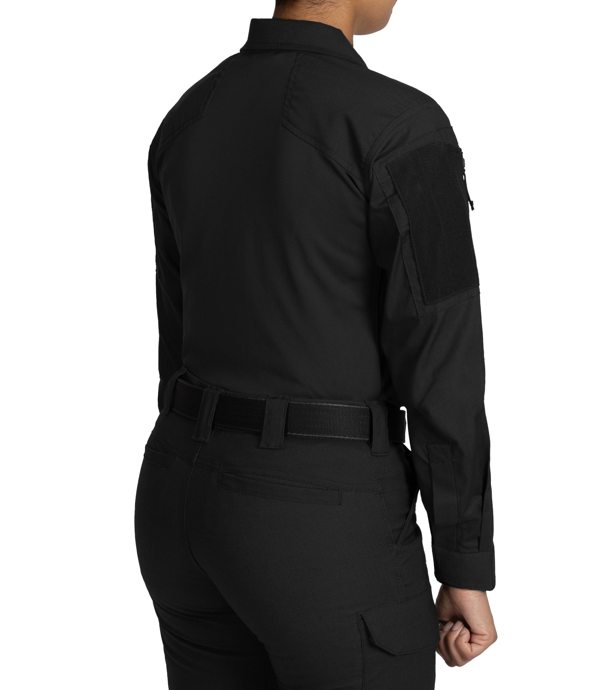 Side of Women's V2 Responder Shirt in Black |color_black