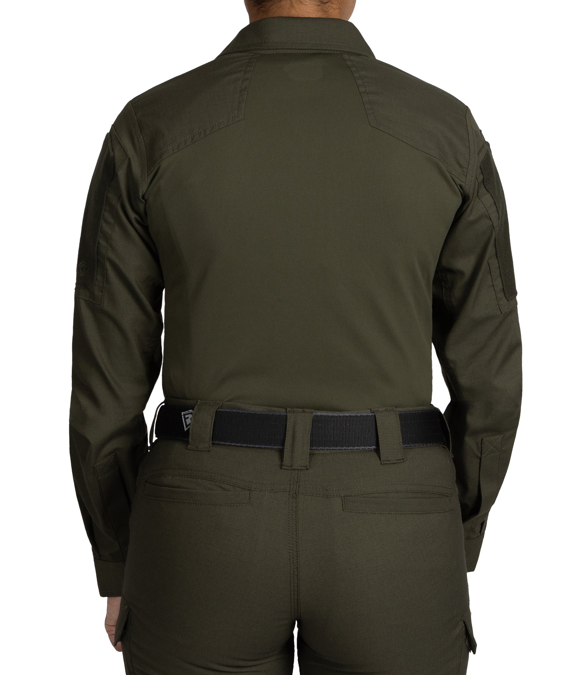 Back of Women's V2 Responder Shirt in OD Green |color_od green
