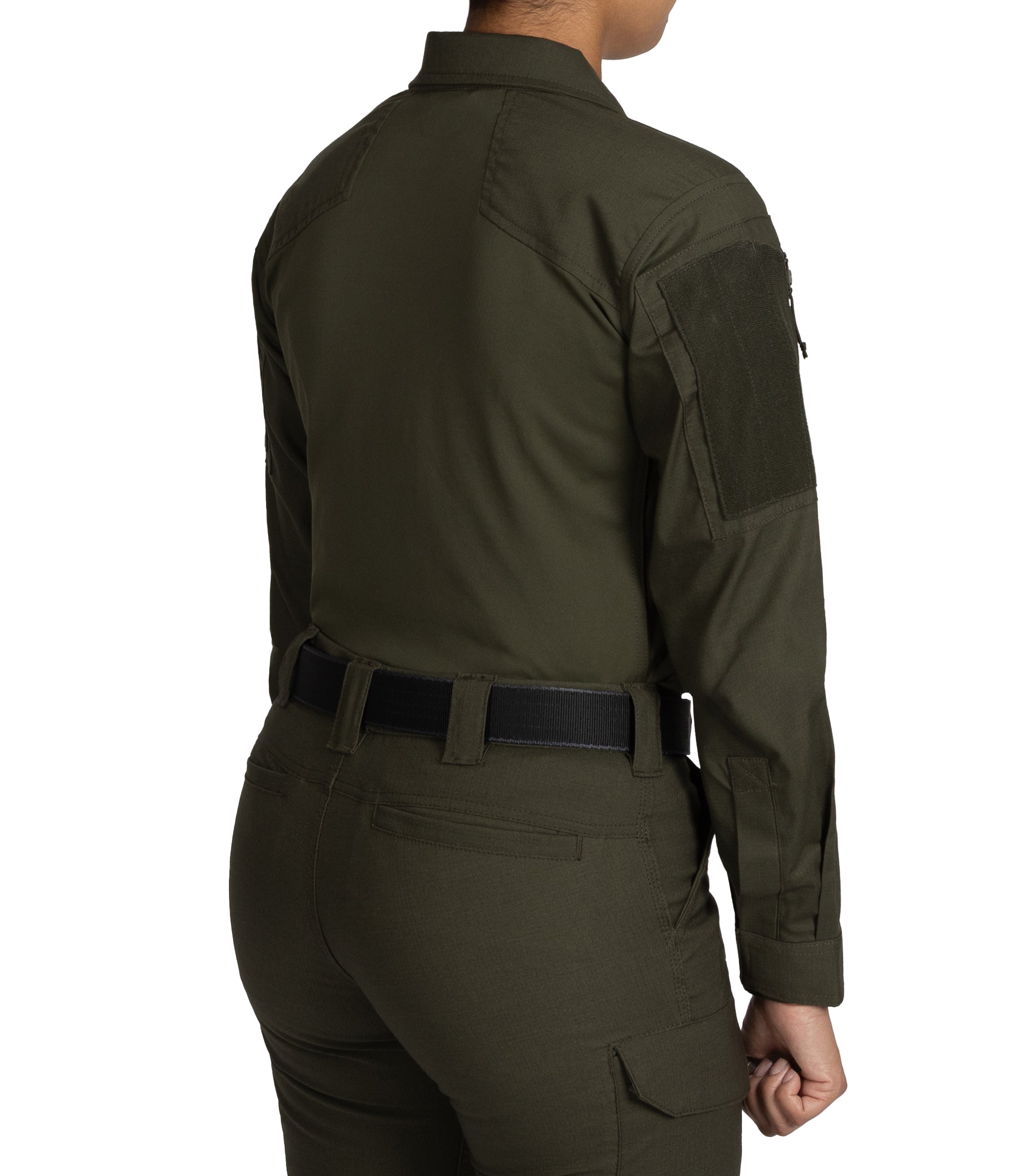 Side of Women's V2 Responder Shirt in OD Green |color_od green