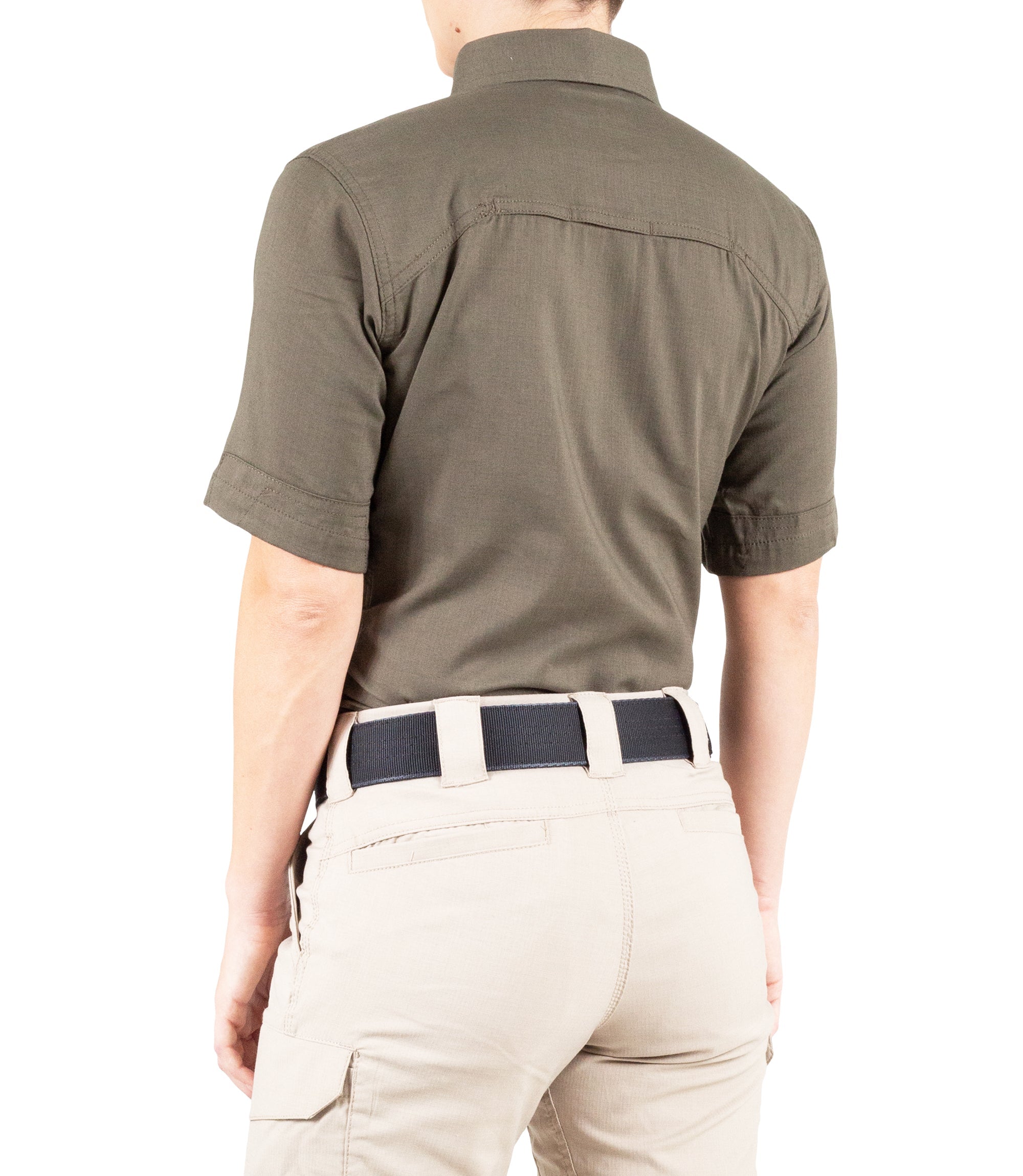 Side of Women's V2 Tactical Short Sleeve Shirt in Ranger Green |color_ranger green