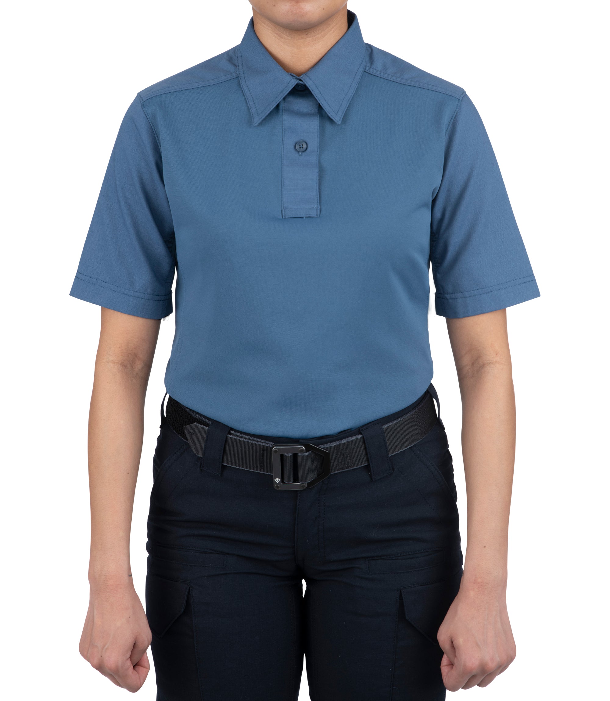 Front of Women's V2 Pro Performance Short Sleeve Shirt in French Blue |color_french blue