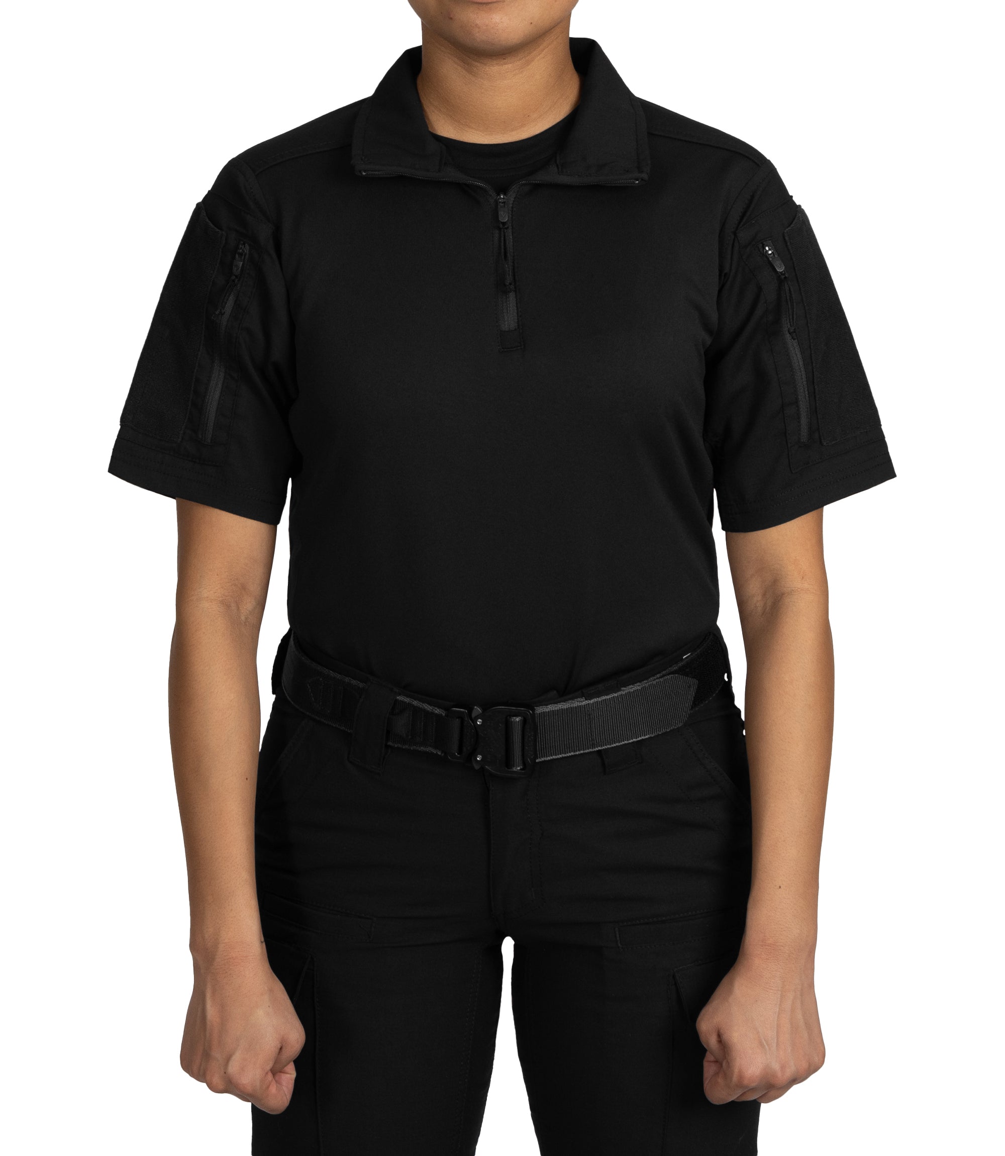 Front of Women's V2 Responder SS Shirt in Black |color_black