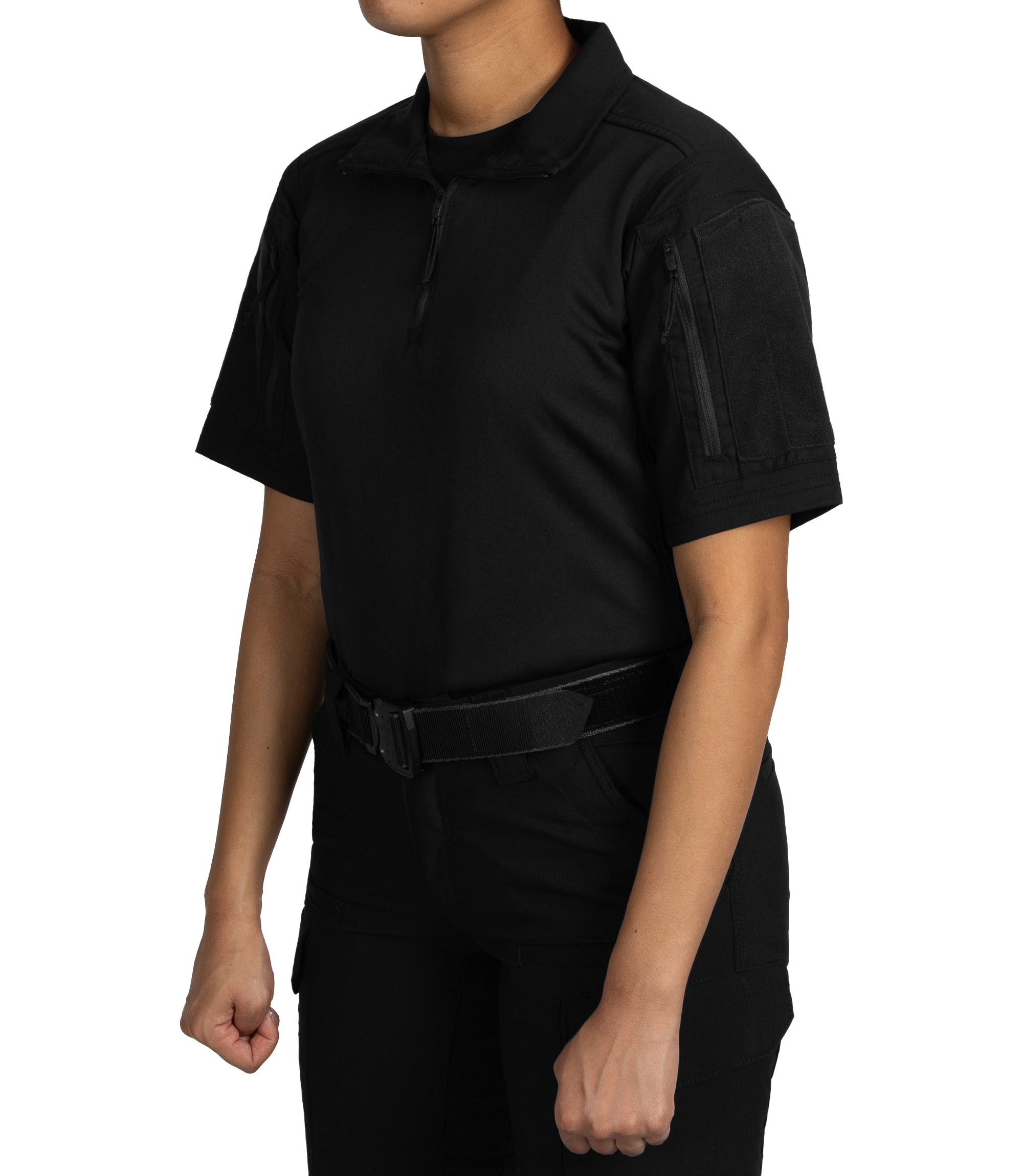 Front of Women's V2 Responder SS Shirt in Black |color_black