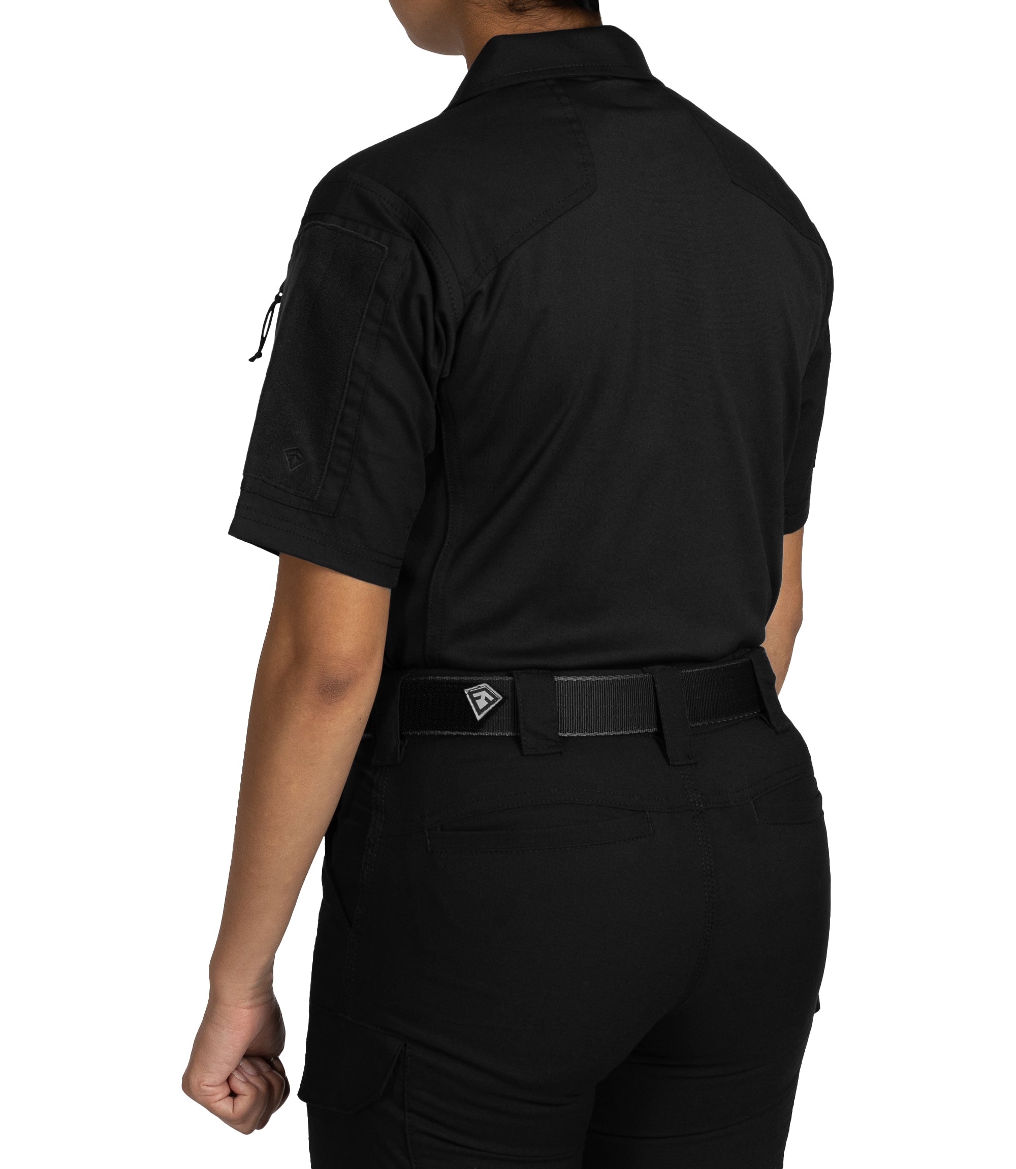 Back of Women's V2 Responder SS Shirt in Black |color_black