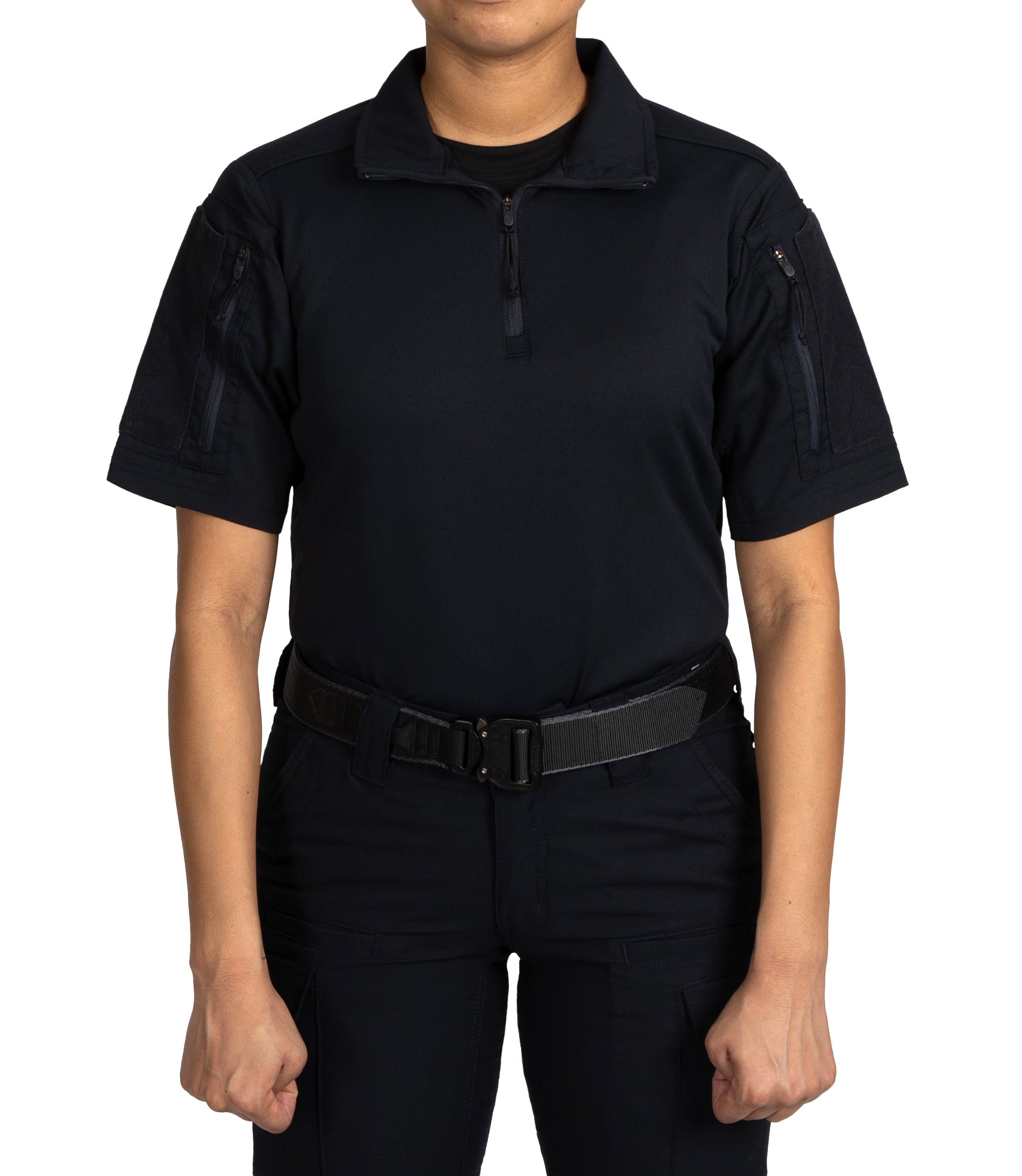 Front of Women's V2 Responder SS Shirt in Midnight Navy |color_midnight navy
