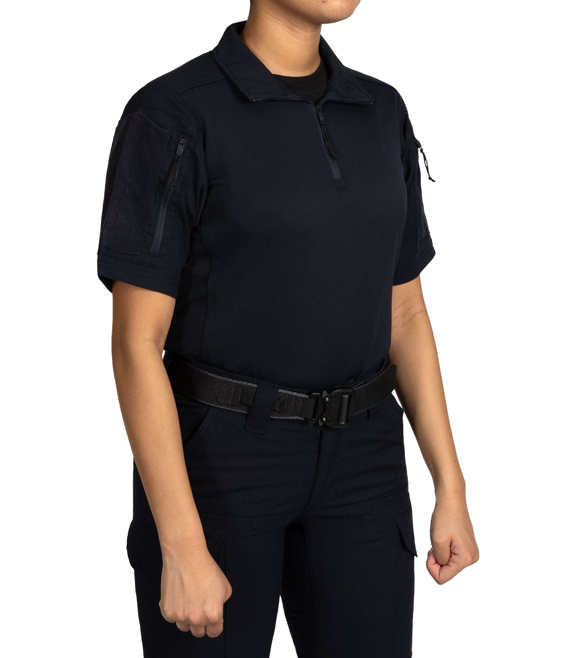 Side of Women's V2 Responder SS Shirt in Midnight Navy |color_midnight navy