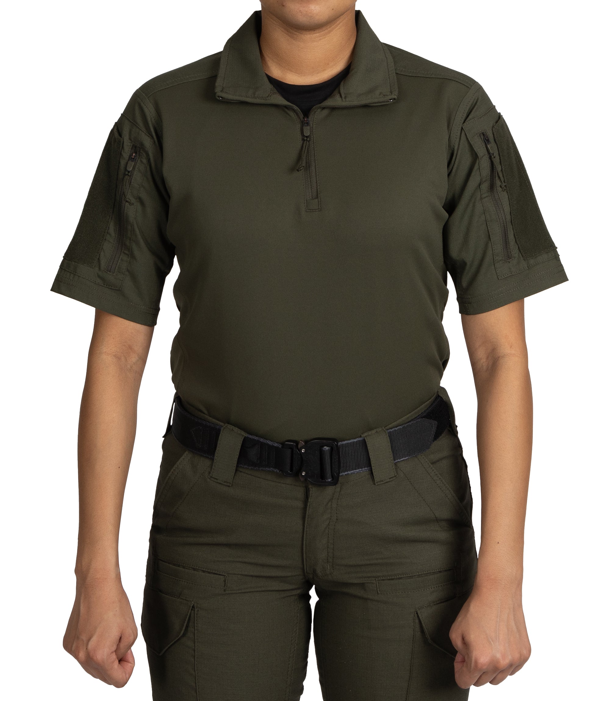 Front of Women's V2 Responder SS Shirt in OD Green |color_od green