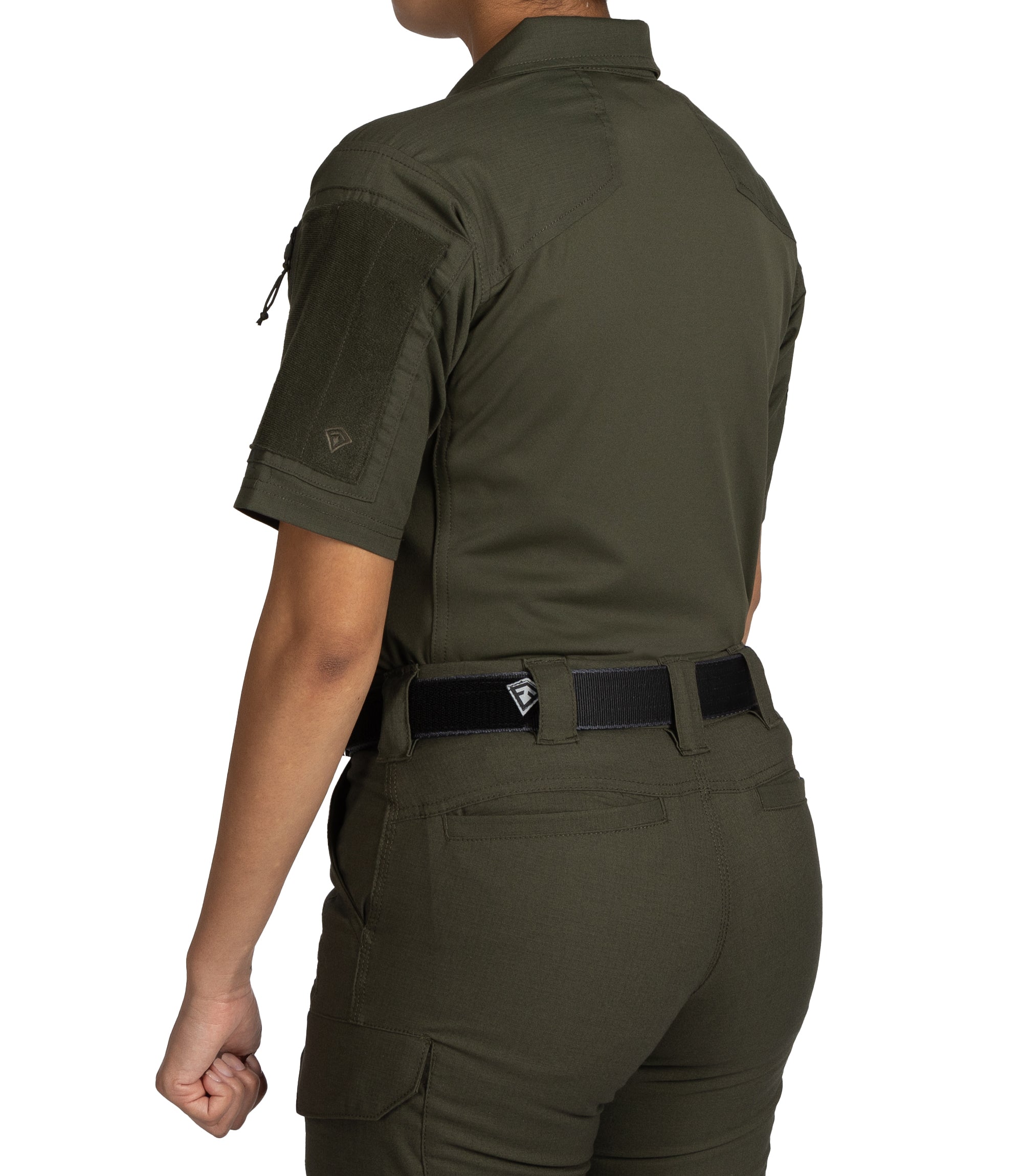 Back of Women's V2 Responder SS Shirt in OD Green |color_od green