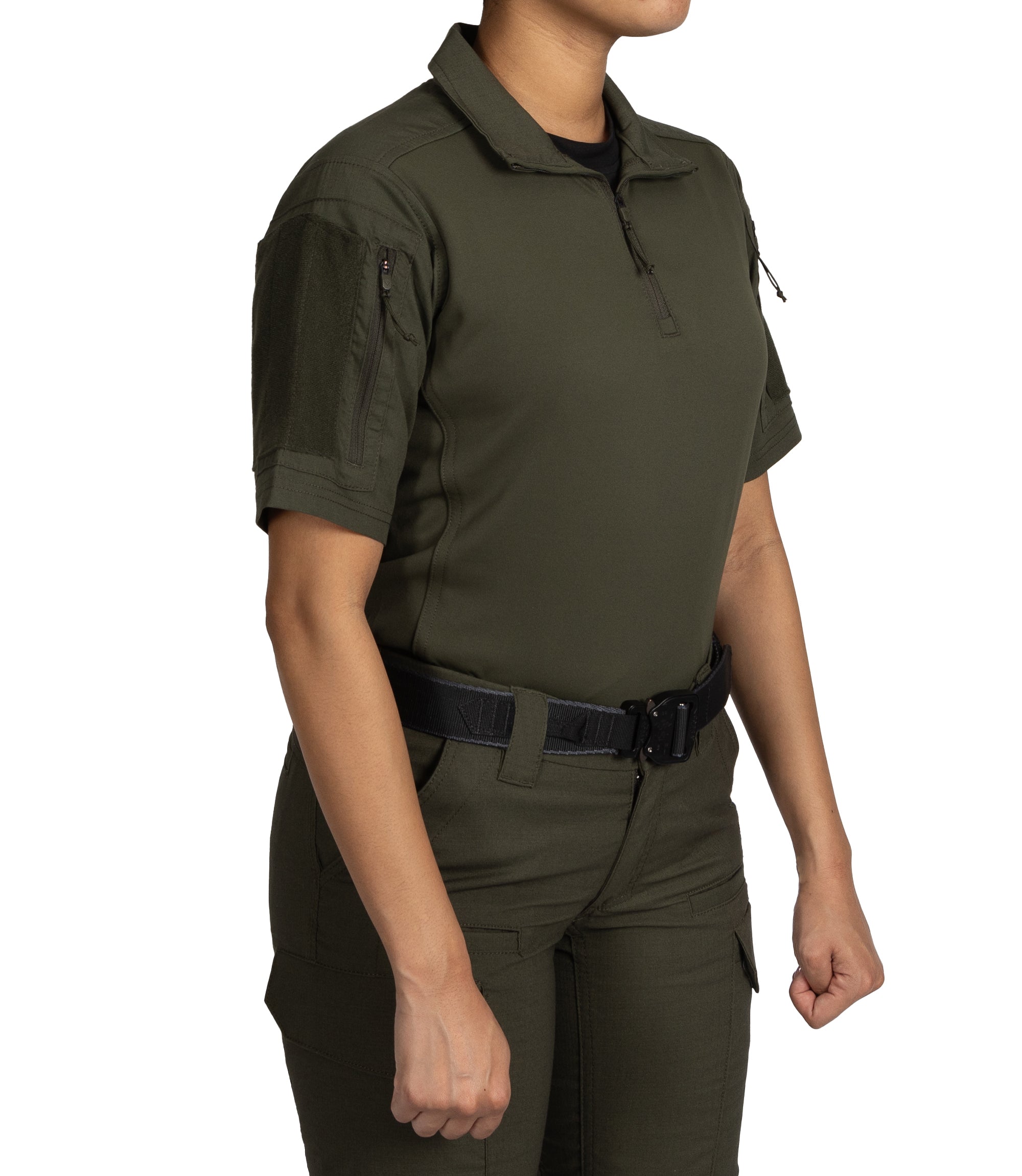 Front of Women's V2 Responder SS Shirt in OD Green |color_od green